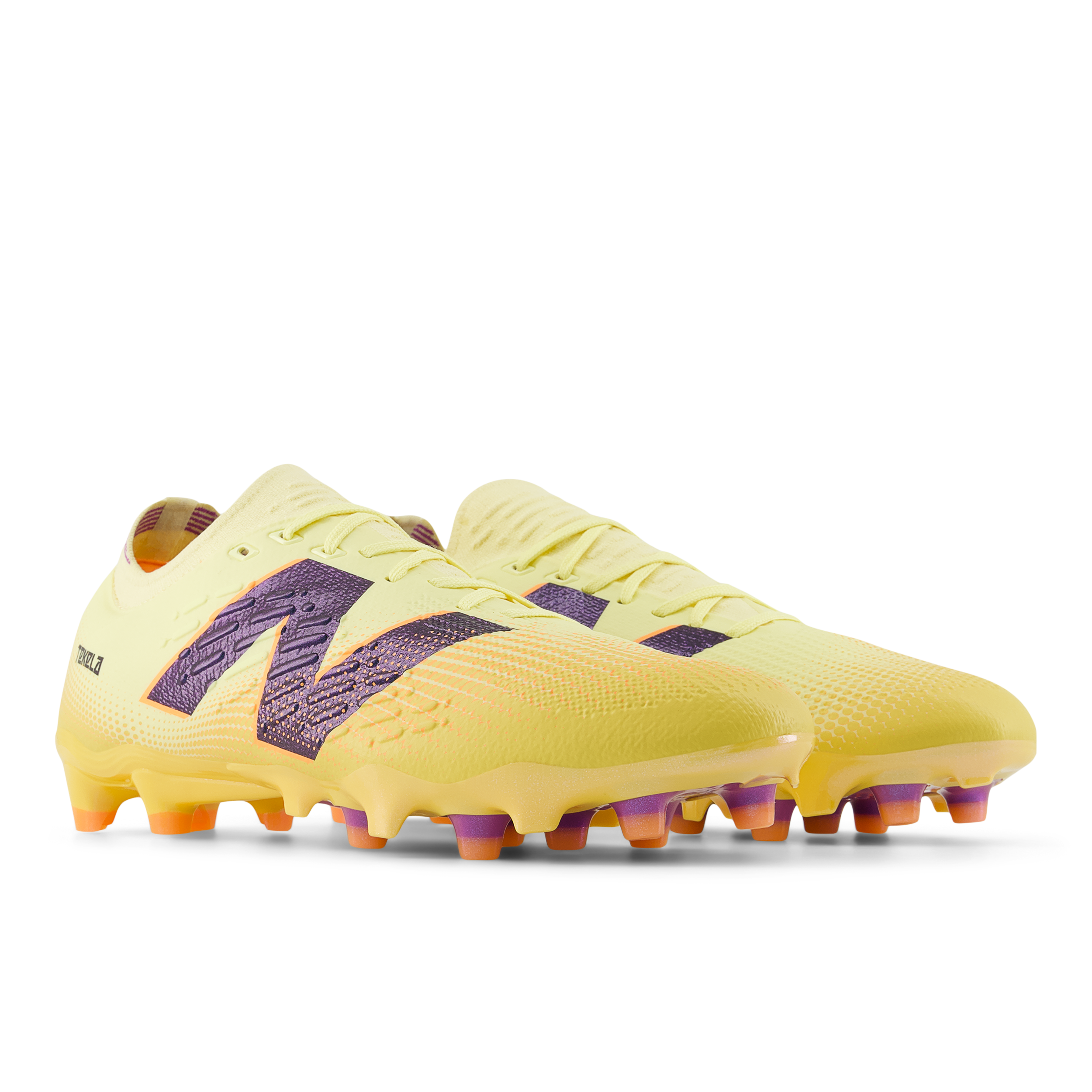 New Balance Tekela Pro Low Laced V4+ FG Soccer Cleats for Men - Lightweight Football Boots with Enhanced Grip (Parchment/Clementine/Passion Fruit) - Perfect for Turf Matches & Training Sessions