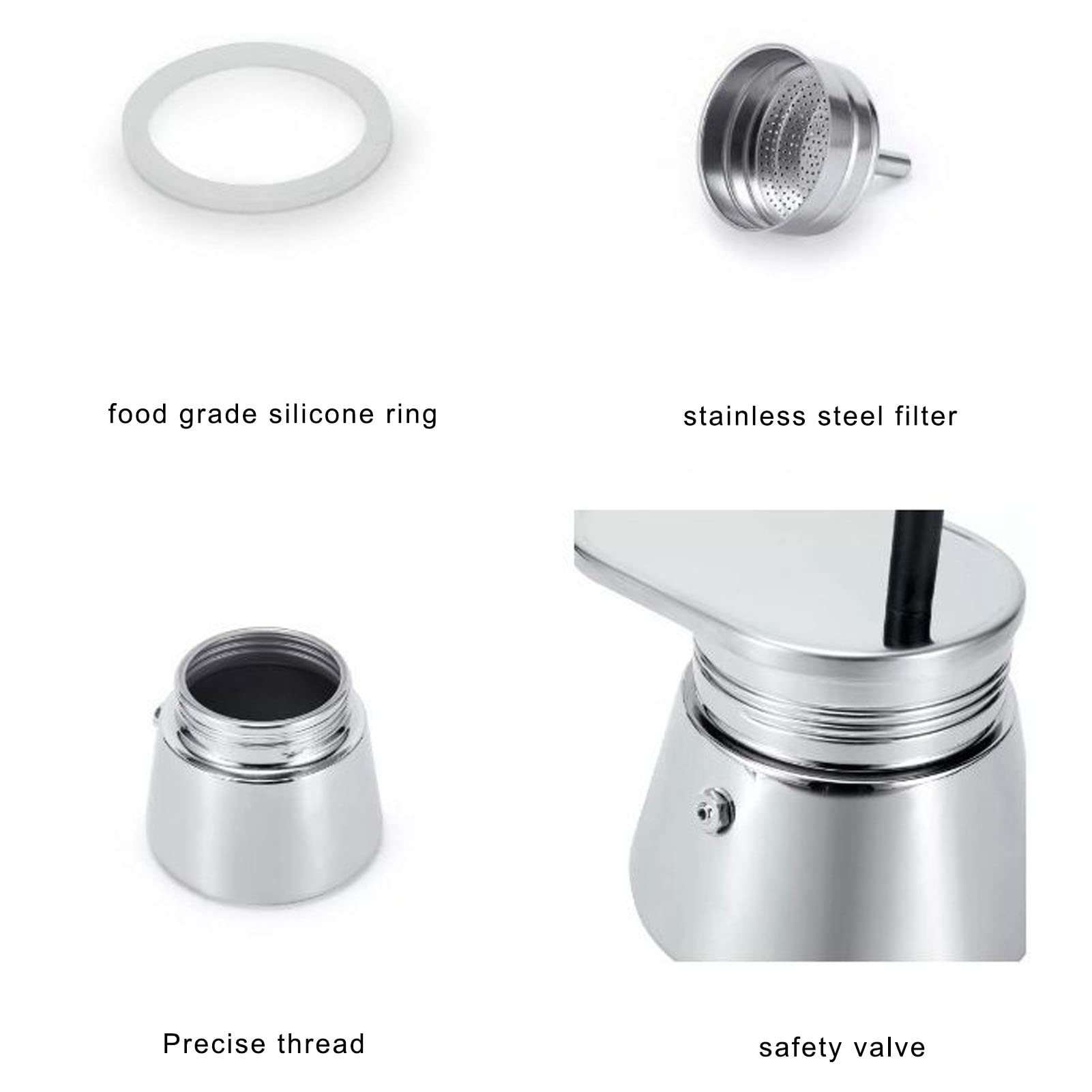 Stainless Steel Stovetop Moka Pot - 200ml Italian Coffee Maker for Espresso & Latte | Single Tube Mocha Pot with Durable Filter | Perfect for Home, Office & Camping Brewing | Makes Authentic Italian-Style Coffee