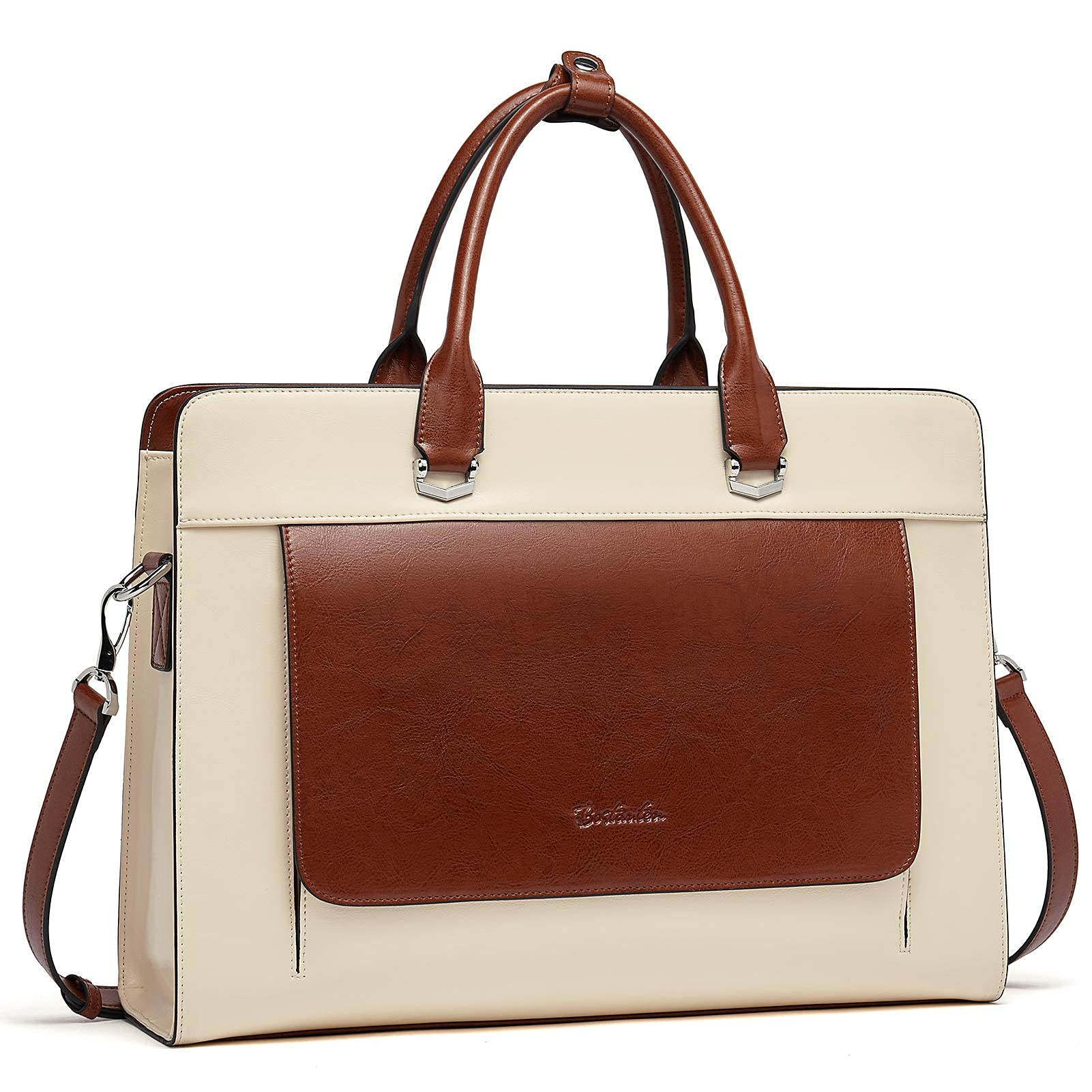 BOSTANTEN Genuine Leather Briefcase for Women - 15.6 Inch Laptop Bag Professional Business Messenger Shoulder Work Bag - Perfect for Office, Business Travel & Daily Commute