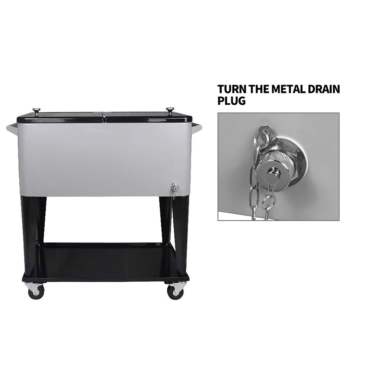 SHAREWIN 80 Quart Rolling Cooler with Wheels and Handle - Portable Outdoor Ice Chest for Camping, Beach, Picnic, BBQ, Tailgating & Pool Parties - Heavy Duty Beverage Cart for Backyard, Patio and Outdoor Events