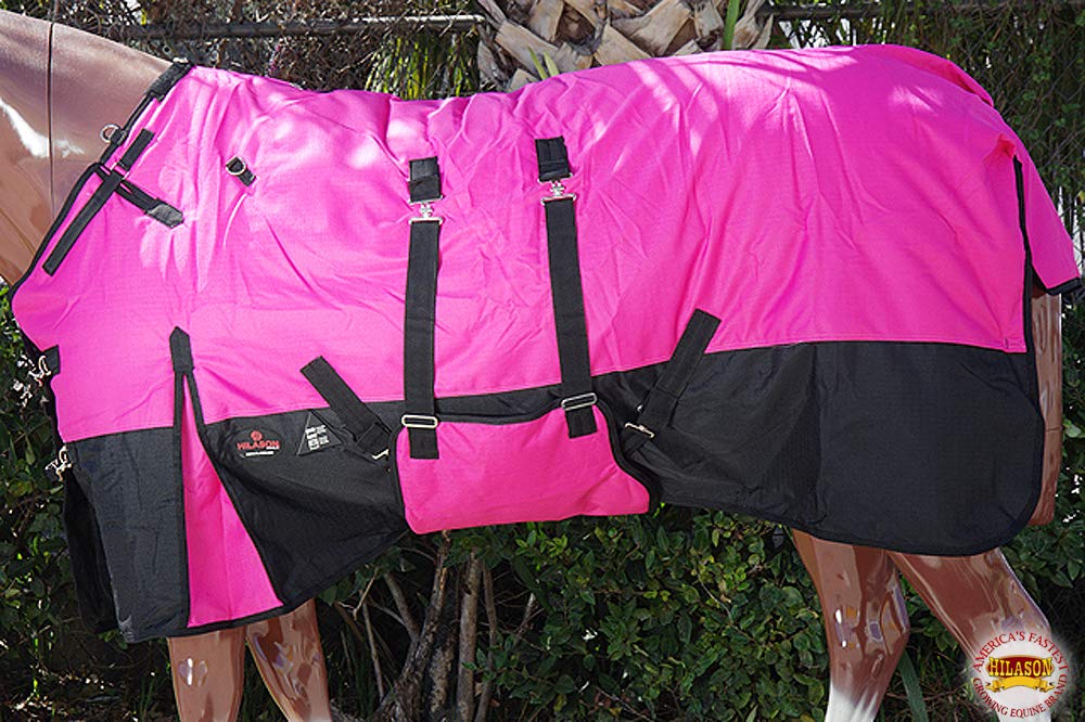 HILASON 1200D Winter Waterproof Poly Horse Blanket with Belly Wrap – Heavy Duty Turnout Blanket for Horses 72 Inch – Ideal for Cold Weather Riding, Stable Use & Outdoor Protection