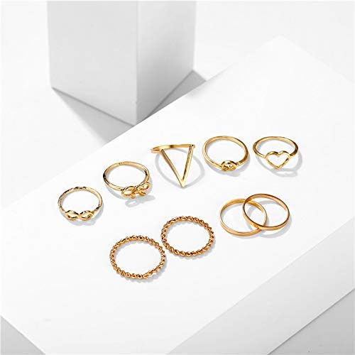 YouBella Bohemian Oxidized Silver Rings Set - 9 Piece Stackable Rings for Women & Girls | Boho Chic Jewelry for Layering, Everyday Wear & Gift Giving