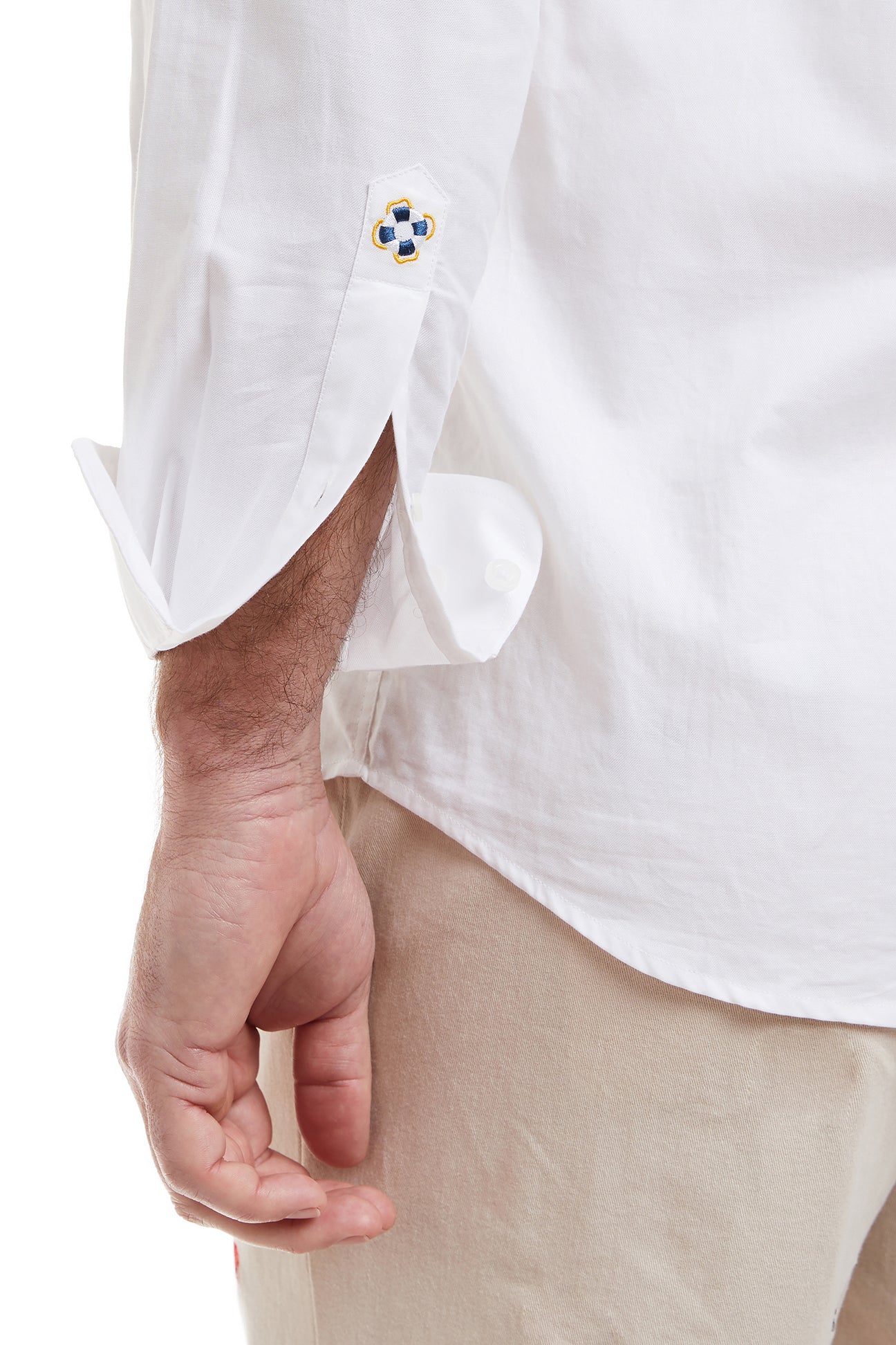 Chase Shirt White Oxford with Single Racing Horse - Classic Men's Dress Shirt for Business, Office & Formal Occasions