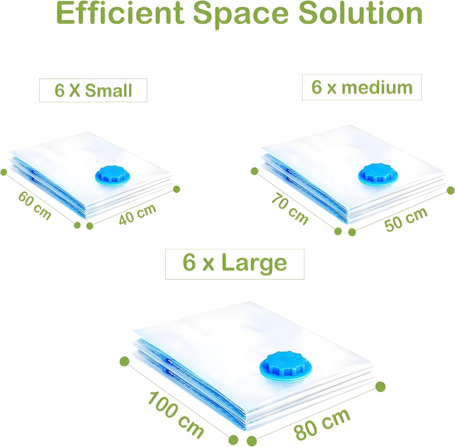 6-Pack Vacuum Storage Bags for Clothes - Space Saving Travel Storage Bags with Plastic Seal (Clear) - Perfect for Travel, Seasonal Clothes Storage & Space Organization