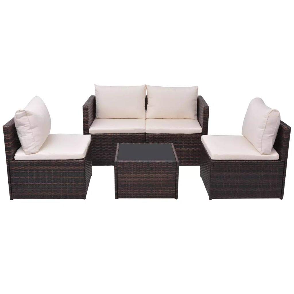 13-Piece Brown Poly Rattan Garden Sofa Set with Coffee Table & Cushions - Outdoor Patio Furniture, Sectional Conversation Set for Backyard, Poolside & Deck Relaxation