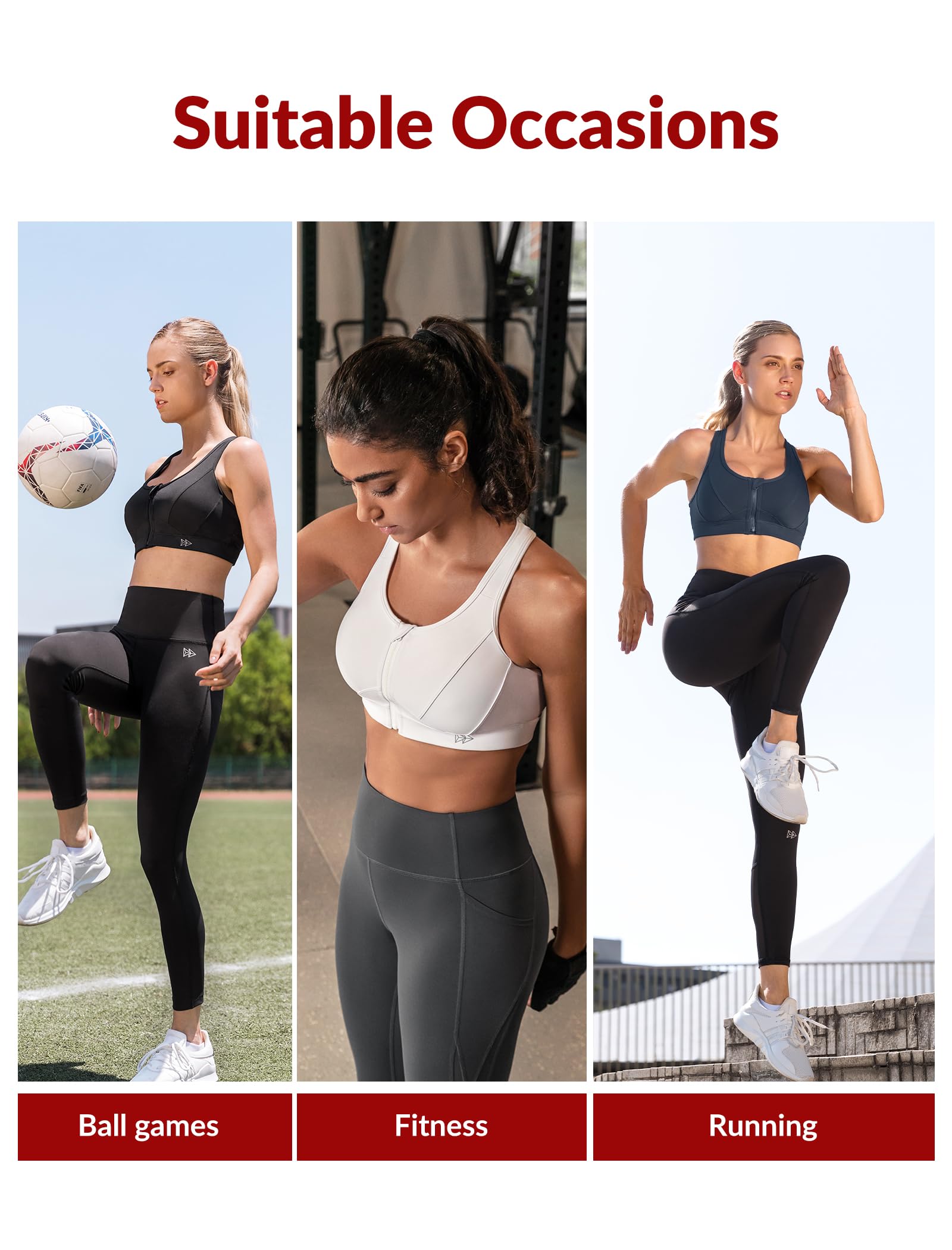 Yvette Zip Front Sports Bra for Women - High Impact Plus Size Workout Bra for Running, Fitness & Training | Supportive Athletic Top for Gym, Yoga & Active Lifestyle