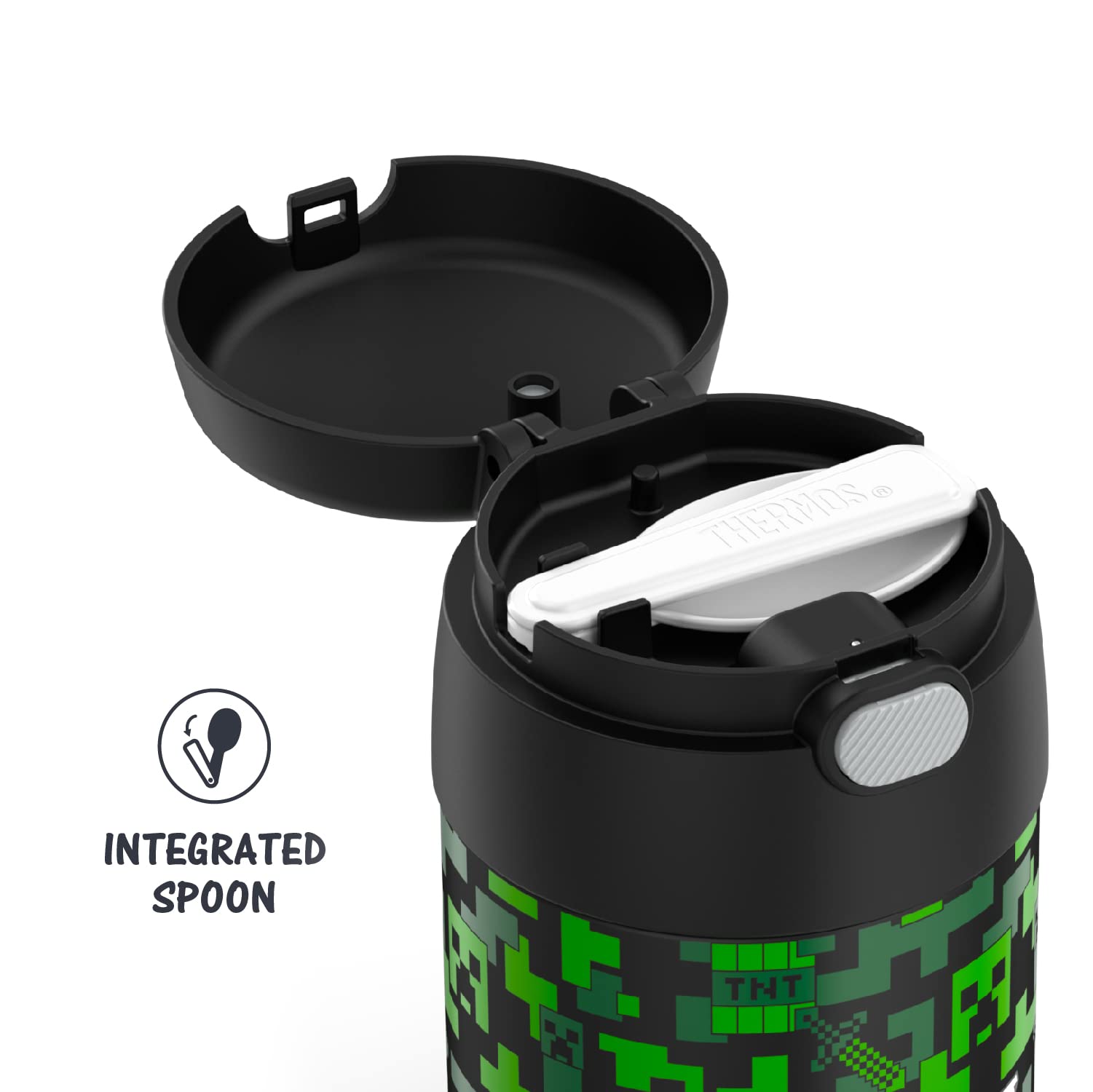 THERMOS FUNTAINER 10oz Stainless Steel Vacuum Insulated Kids Food Jar with Spoon & 12oz Straw Bottle | Minecraft Themed | Leakproof Lunch Box for School, Picnic & Outdoor Activities