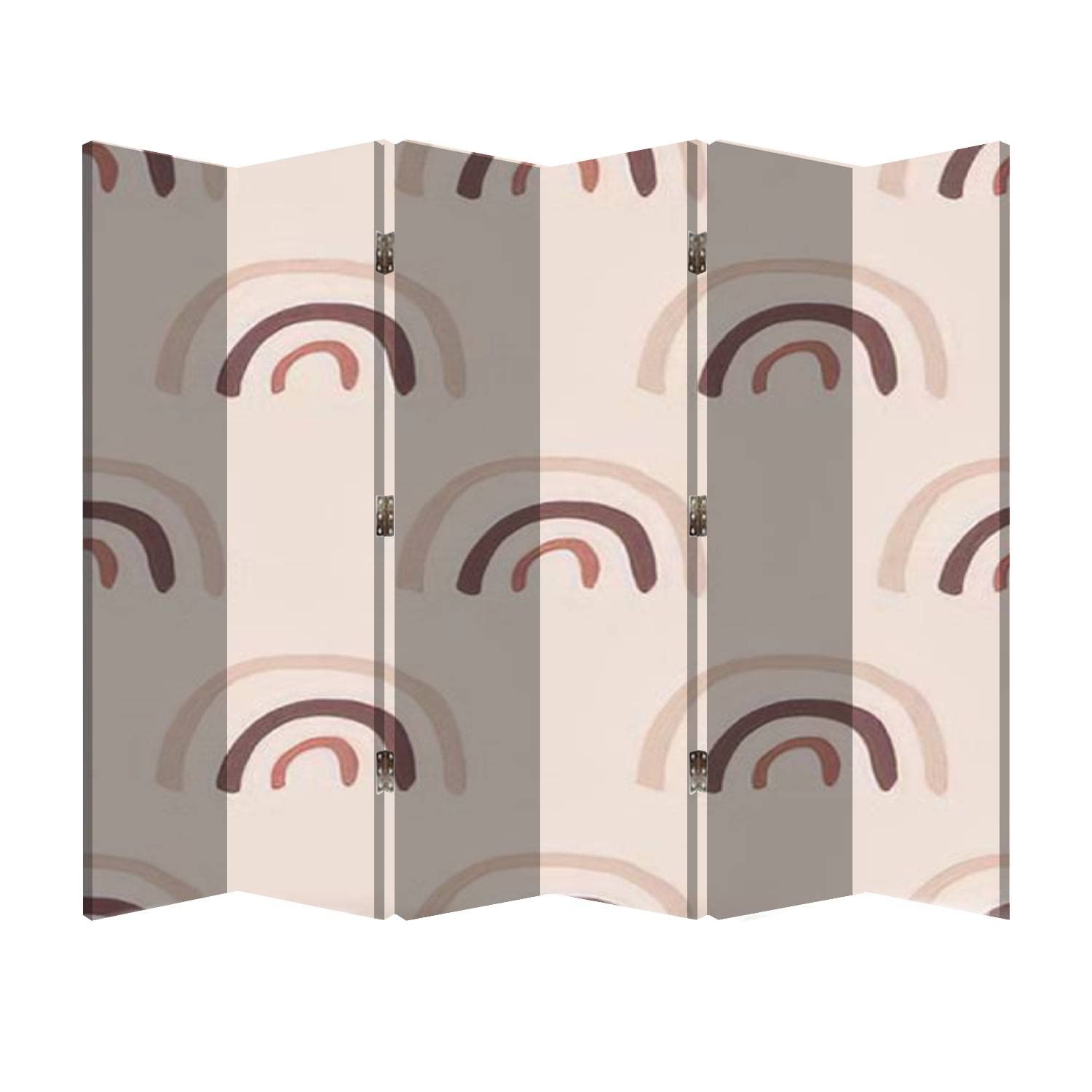 Scandinavian Style 6-Panel Wooden Folding Room Divider - Abstract Seamless Modern Print Canvas Privacy Screen for Office, Bedroom & Living Room Decor | Space Partition & Home Organization Solution