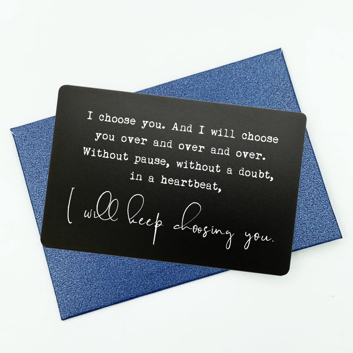 Personalized Laser Engraved Metal Card - Unique Anniversary Gift for Husband, Boyfriend & Men - Romantic Valentine's Day & Christmas Present for Him/Her - Thoughtful Keepsake for Couples (Black) - Perfect for Date Nights, Anniversaries & Special Occasions
