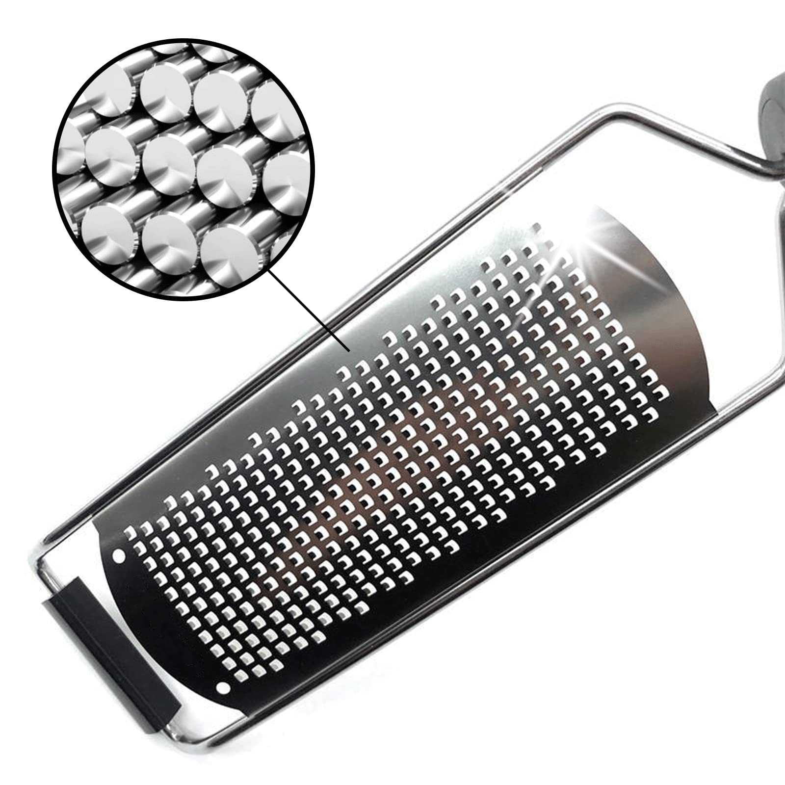 DULKET Stainless Steel Cheese Grater - Multi-Purpose Kitchen Grater for Parmesan, Garlic, Ginger, Lemon & Potatoes | Perfect for Shredding, Grating & Zesting in Home Cooking & Meal Prep