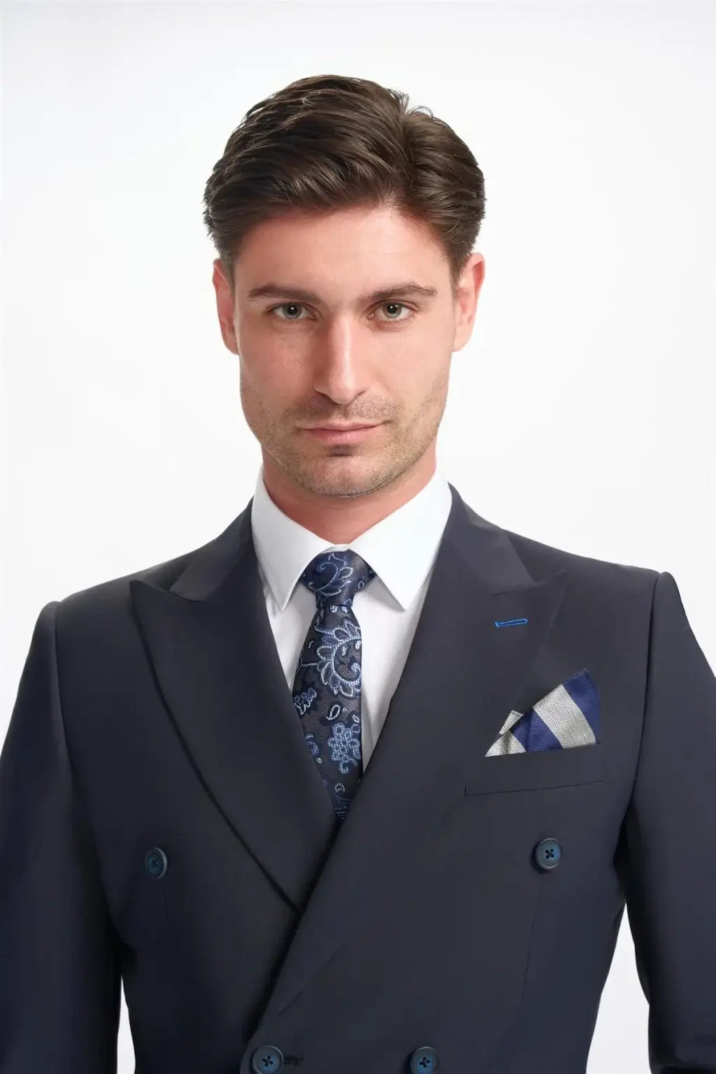 Cavani Bond Midnight Navy Double Breasted Blazer for Men | Premium Wool Formal Jacket | Perfect for Business Meetings, Weddings & Evening Events