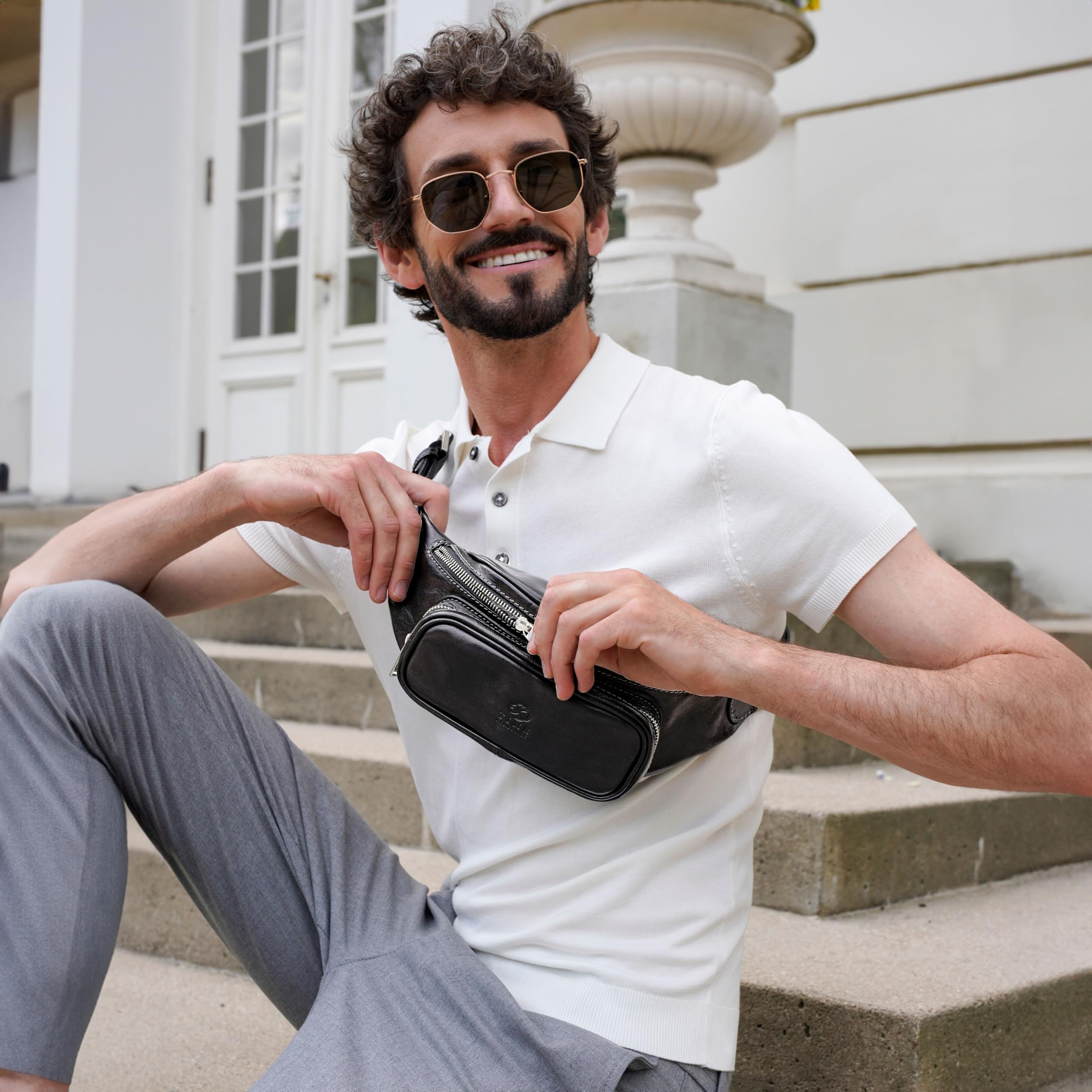 Premium Italian Leather Waist Pack - Handmade Genuine Leather Fanny Pack for Men & Women | Durable Belt Bag for Travel, Hiking, Festivals & Everyday Use