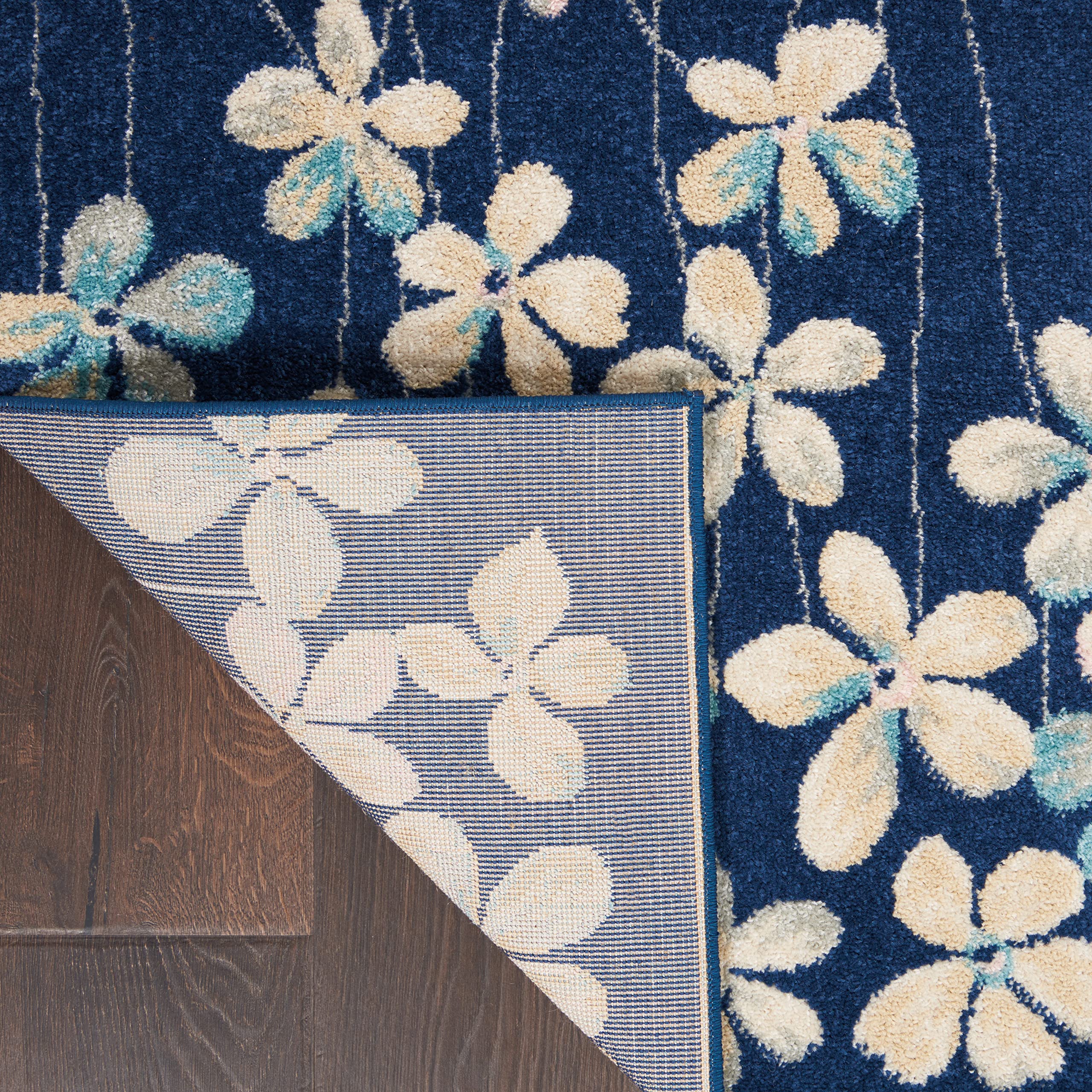 Nourison Tranquil Floral Navy 6' x 9' Area Rug - Easy Cleaning, Non-Shedding, Soft & Durable - Perfect for Bedroom, Living Room, Dining Room & Kitchen Decor (6x9)