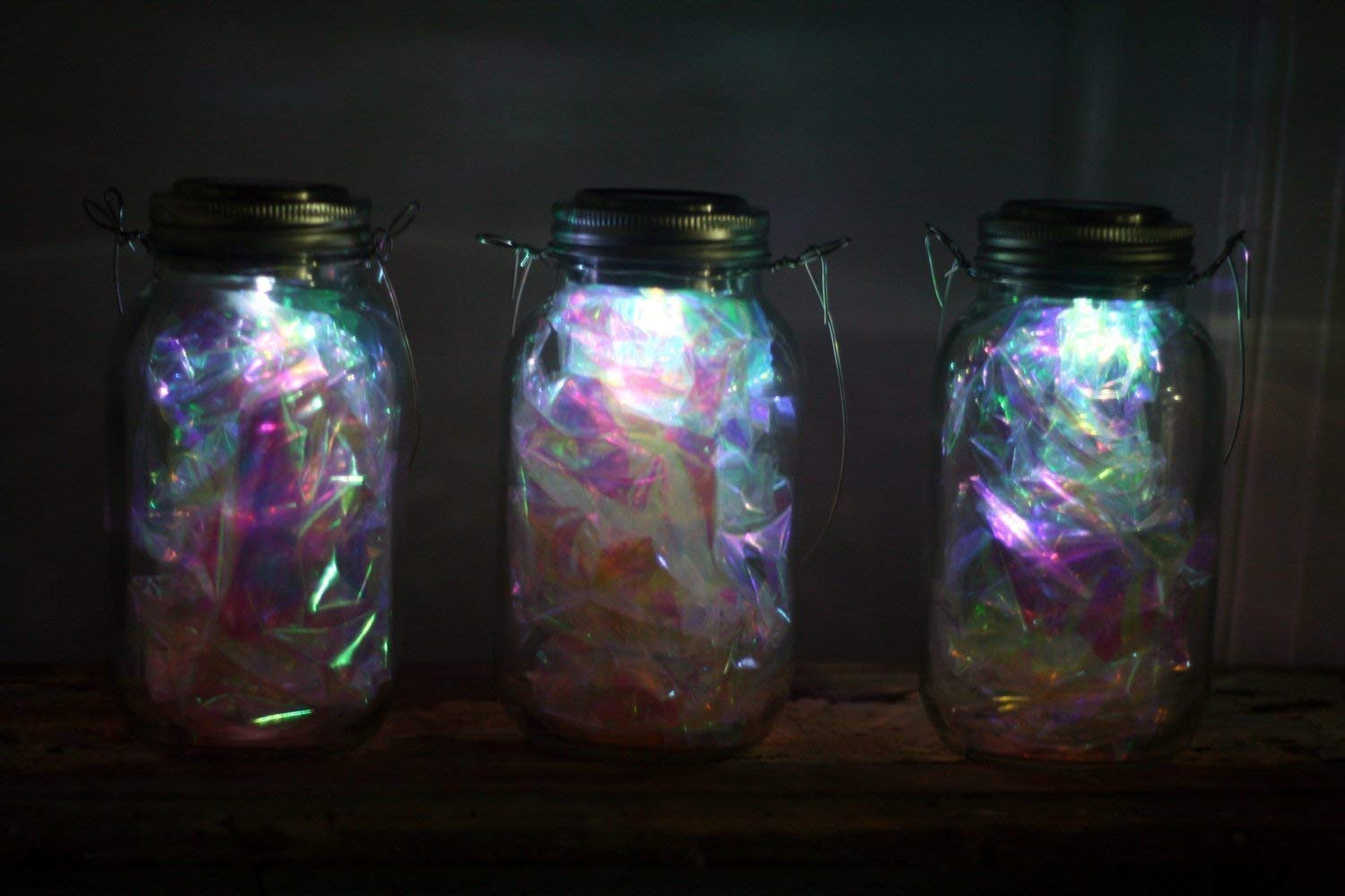 Solar Mason Jar Fairy Lights - Set of 3, Outdoor Hanging Lanterns for Garden & Backyard Decor