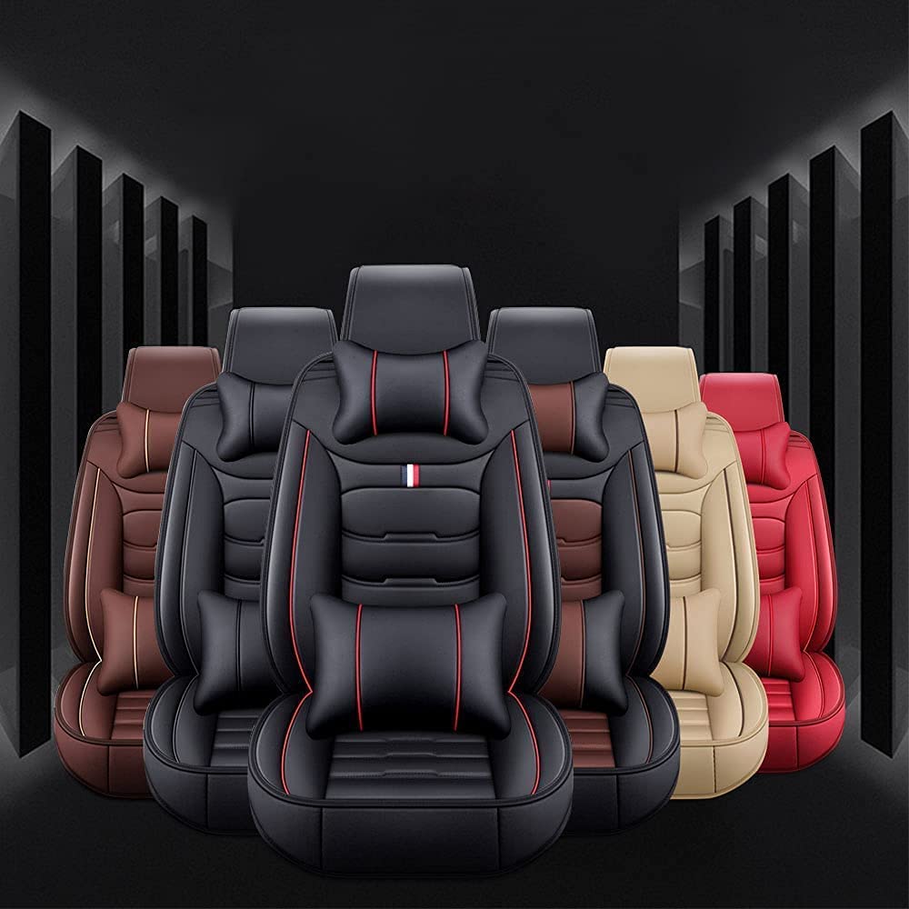 Custom Car Seat Covers for Mitsubishi Mirage G4 2017-2021 - 5-Seat Full Set PU Leather Front & Rear Seat Protectors - Waterproof & Airbag Compatible - Perfect for Daily Commuting, Road Trips and Car Interior Protection