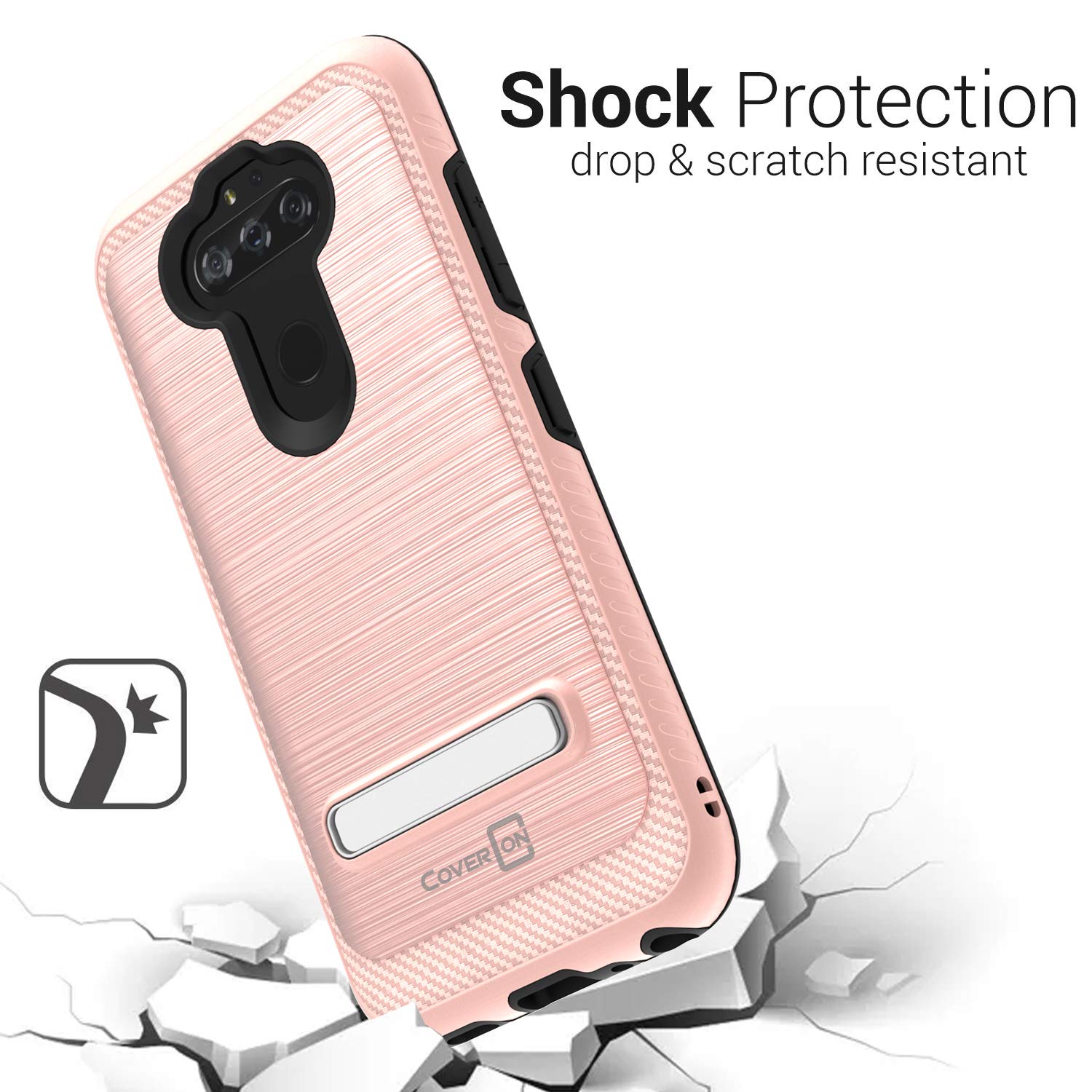 Premium Metal Kickstand Case for LG Aristo 5/5+/Phoenix 5/Fortune 3 - Magnetic Hybrid Protective Cover (Rose Gold) | Perfect for Hands-Free Viewing, Video Calls & Gaming