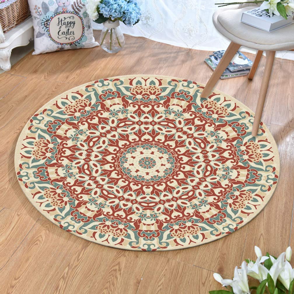 MOXIC Traditional Round Area Rug - Soft Non-Slip Persian Heriz Carpet for Living Room, Bedroom, Nursery & Bathroom - Vintage Home Decor Collection - 2' X 2' - Perfect for Kids Crawling, Floor Seating & Cozy Home Decor
