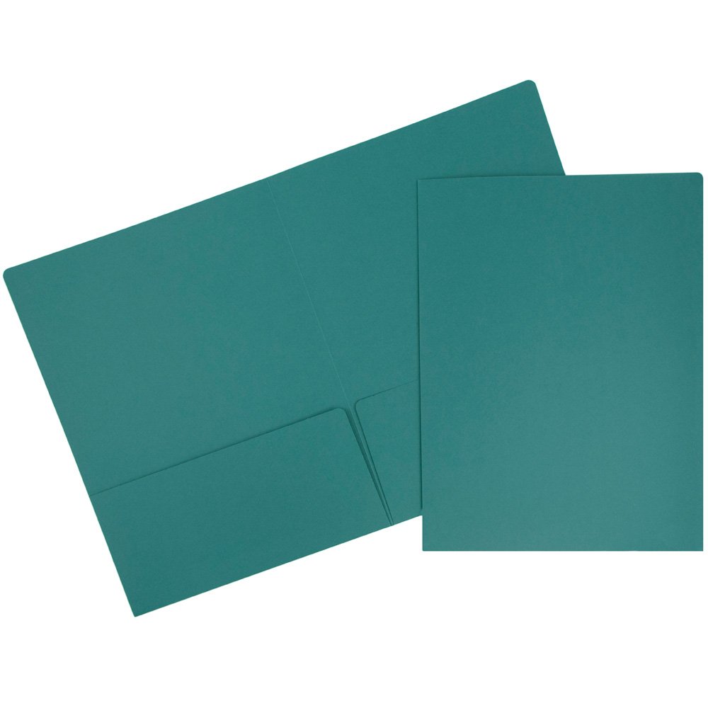 Premium Matte Cardstock Twin Pocket Folders - 100-Pack Teal Blue Folders for School, Office & Organization | Heavyweight Paper Folders for Documents, Projects & Presentations