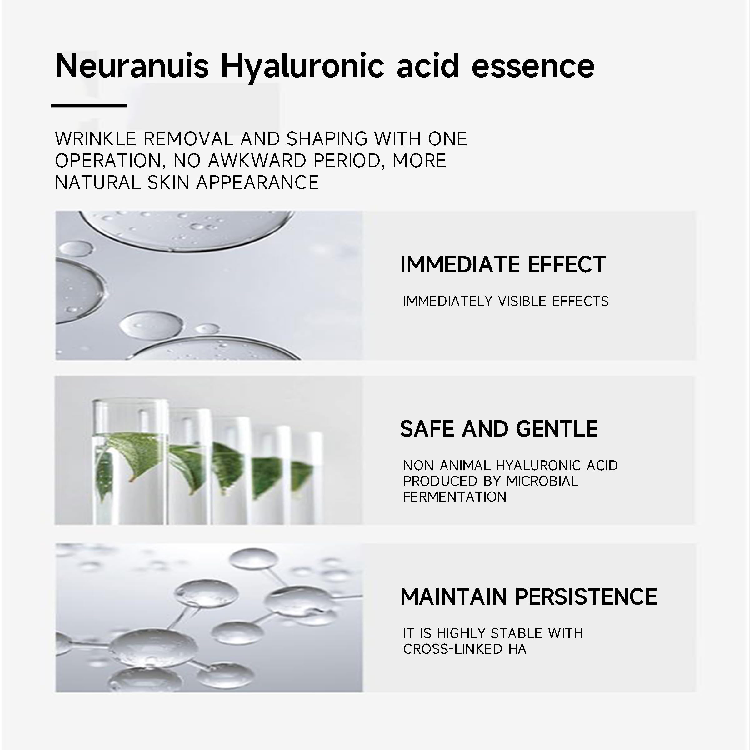 Neuranuis Hyaluronic Acid Serum for Wrinkle Filling & Facial Lifting - Anti-Aging Macromolecule Formula for Face Tightening & Contouring | Perfect for Daily Skincare & Professional Treatments