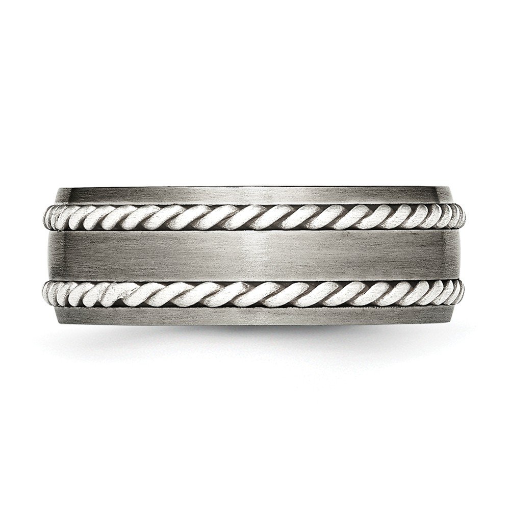 Premium Stainless Steel Brushed Silver Double Twist Inlay Ring for Men & Women - Perfect for Weddings, Anniversaries, and Everyday Fashion Jewelry