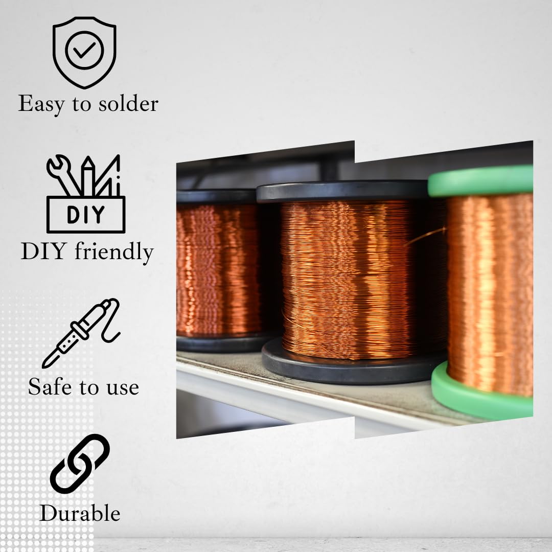 16 AWG Enameled Copper Wire - 5 lb (650 ft) 99.9% Pure Magnetic Wire for Motors, Transformers & Electroculture Gardening | High Temperature Resistant (428°F/220°C) | Perfect for DIY Projects, Electrical Repairs & Coil Winding