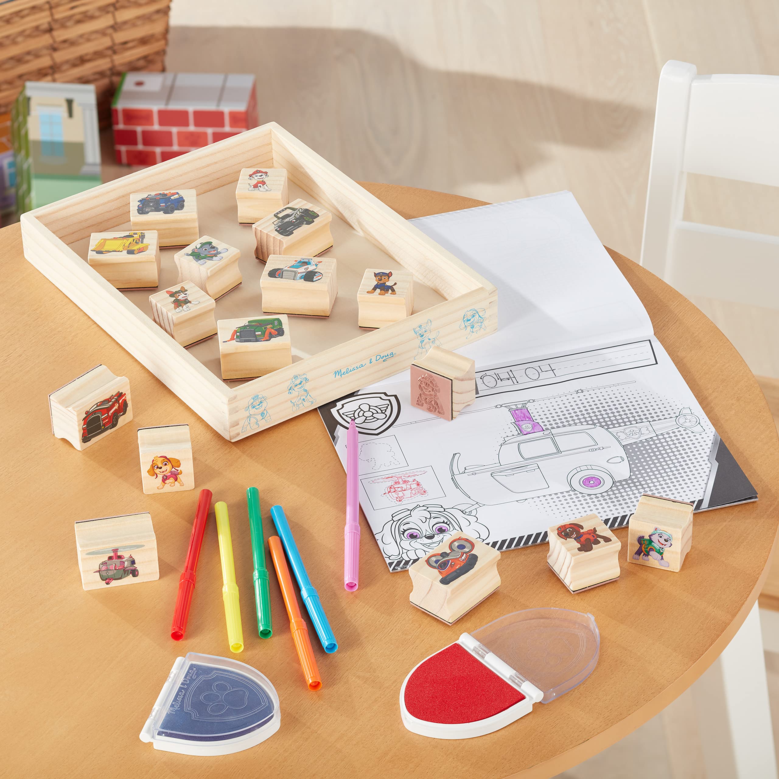 PAW Patrol Wooden Stamps Set with Markers - Kids Art Activity for Creative Play