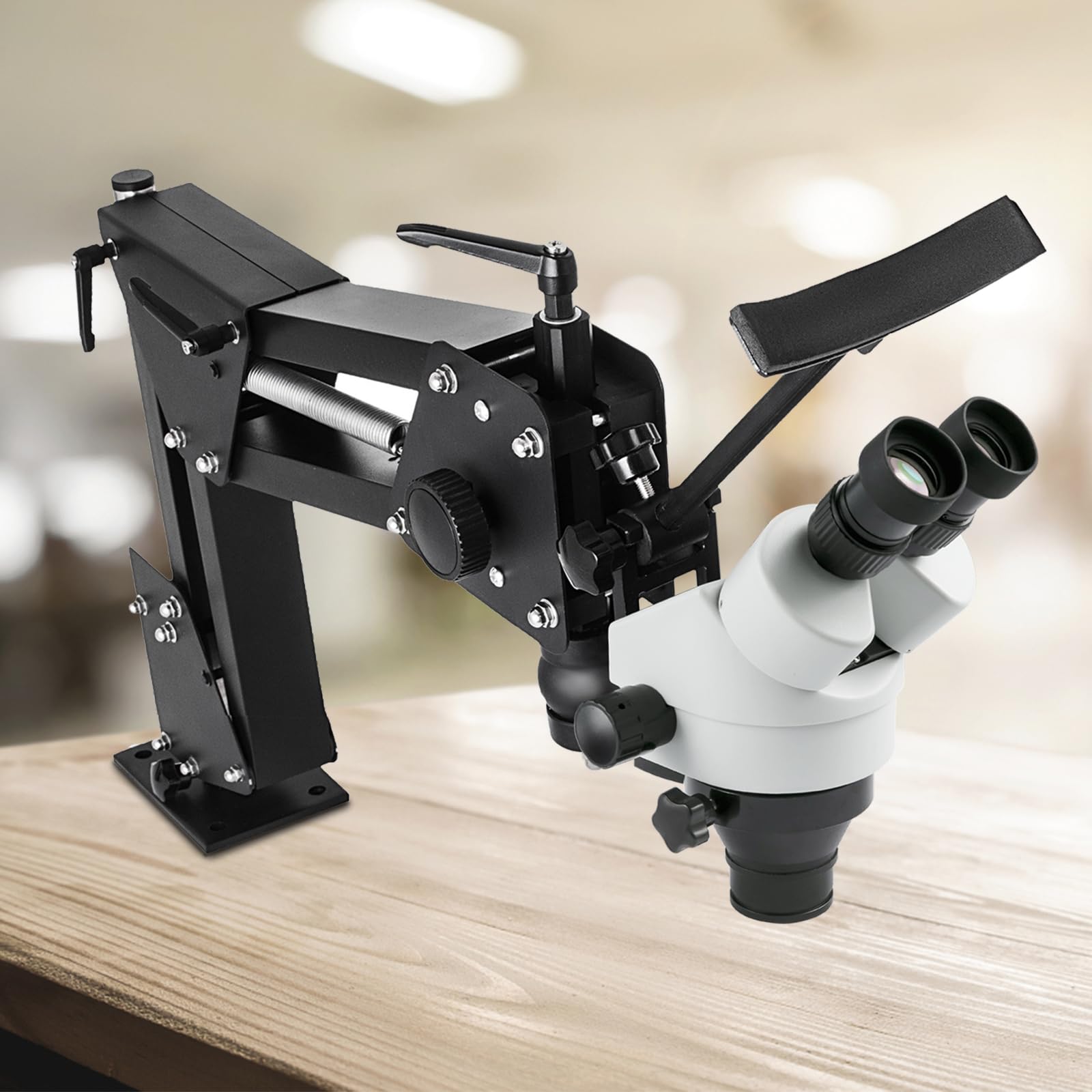 VEVOR 7X-45X Magnification Jewelry Microscope with Spring Bracket & Stand - Multi-Directional Inlaid Mirror for Gem Diamond Setting, Jewelry Making & Watch Repair | Professional Microscope for Jewelers, Watchmakers & Hobbyists