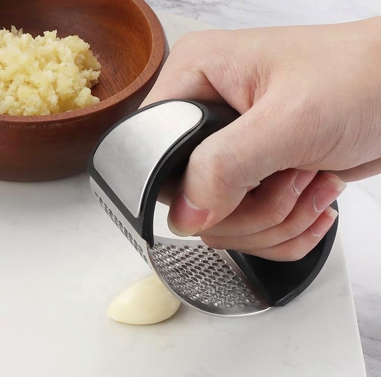 Stainless Steel Garlic Press & Ginger Grinder - Easy to Clean Kitchen Tool for Cooking & Baking