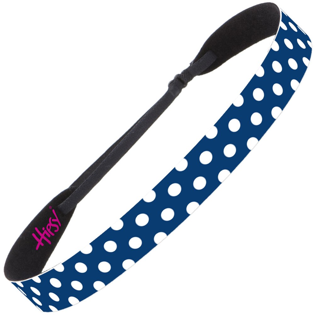 Hipsy Adjustable Non-Slip Wide Fashion Printed Sports Headbands 3-Pack (Polka Dot Navy/Red/Black) - Sweat-Wicking Workout Headbands for Running, Yoga & Gym - Perfect for Women & Girls