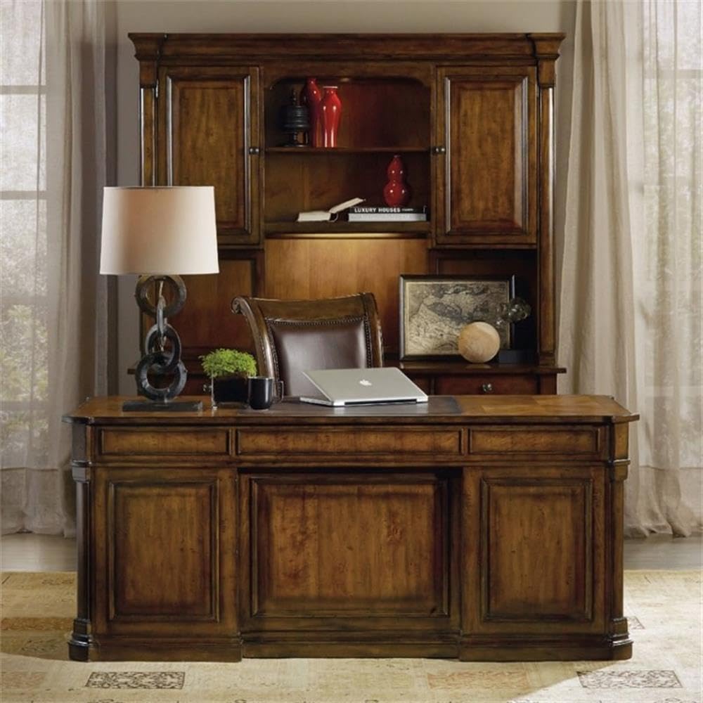 Hooker Furniture Tynecastle Executive Desk - Medium Brown Wood Grain Finish - Home Office & Workspace Solution for Professionals