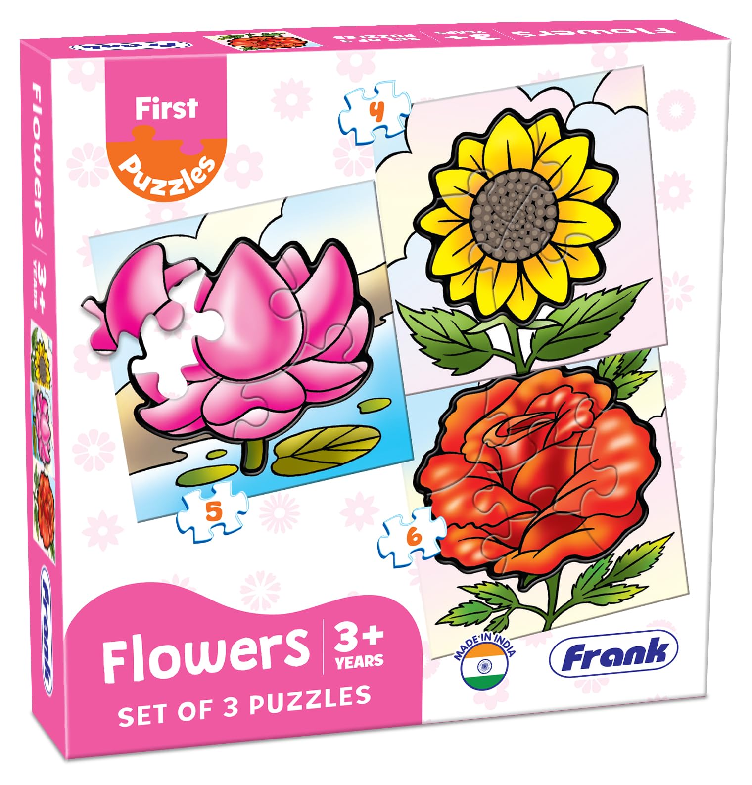 Frank Flowers - 3 Pack Kids Jigsaw Puzzles for Ages 3+ | Fun & Educational Brain Games to Improve Focus & Memory | Perfect for Birthday Gifts, Classroom Activities & Family Game Night (10212)
