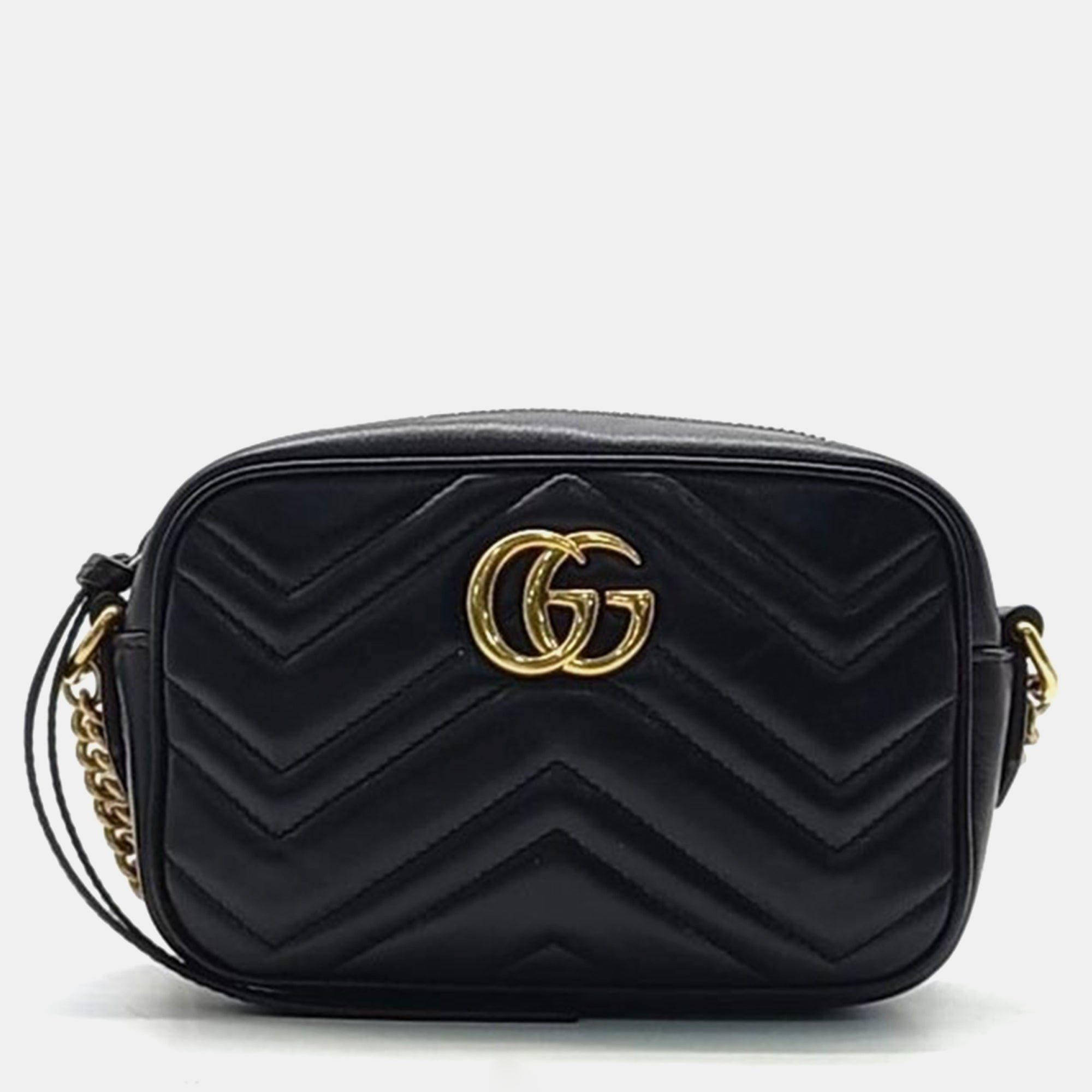 Black Calfskin Matelasse Mini GG Marmont Camera Crossbody Bag for Women | Luxury Leather Shoulder Purse | Perfect for Date Night, Travel & Everyday Use