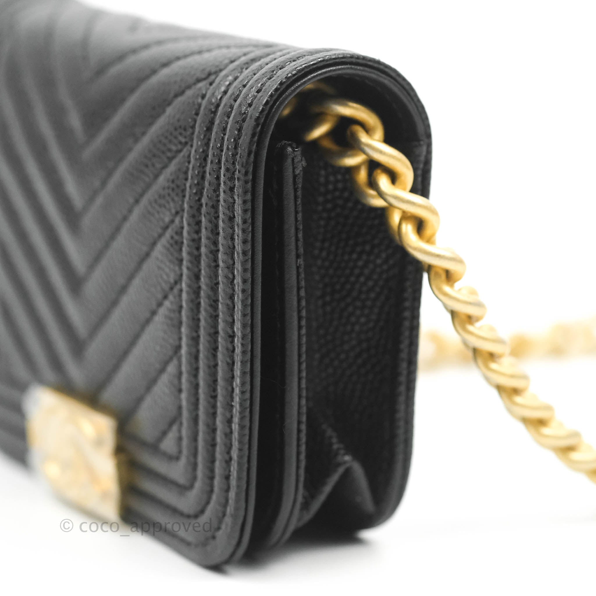 Chanel Chevron Boy Belt Bag in Black Caviar Leather with Aged Gold Hardware - Perfect for Everyday Wear & Evening Outfits