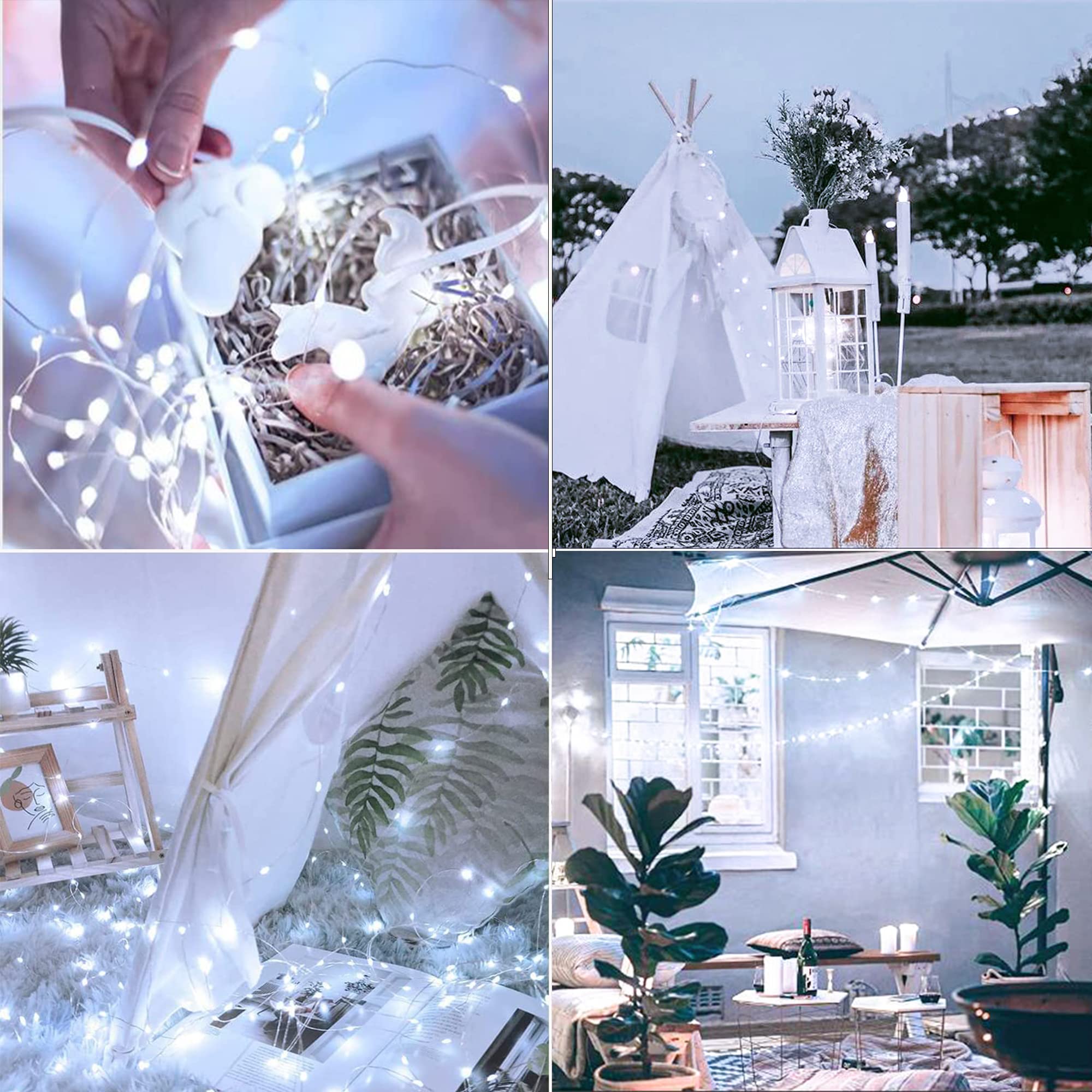 2 Pack 100 LED Solar String Lights - Waterproof Outdoor Fairy Lights with 8 Modes, Cool White Copper Wire Decorative Lighting for Garden, Patio, Wedding, Party & Home Decoration | Perfect for Backyard, Christmas, Halloween & Romantic Ambiance