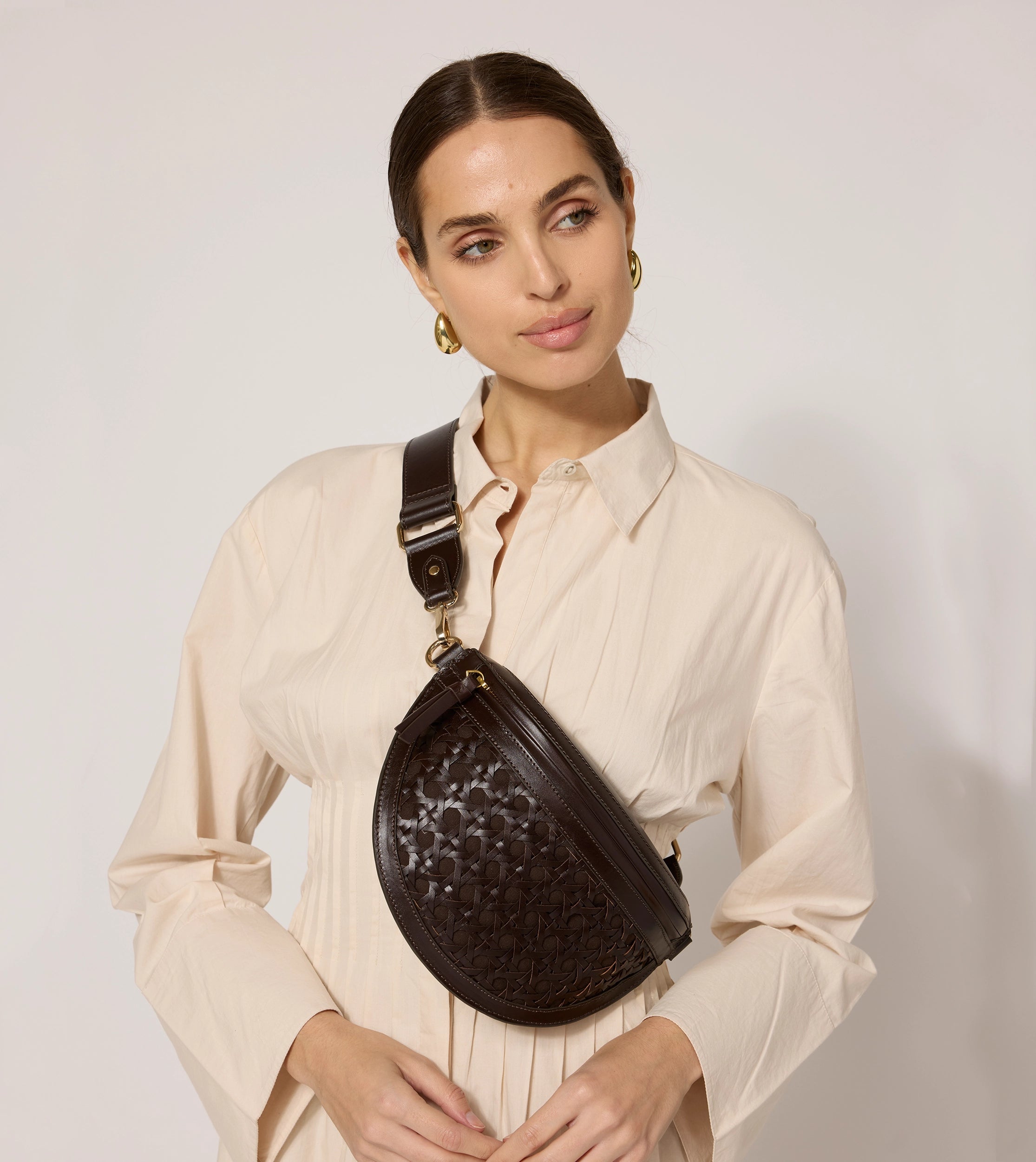 Dewitt Weave Crossbody Bag for Women - Stylish Brown Leather Shoulder Purse - Perfect for Everyday Use, Travel & Shopping