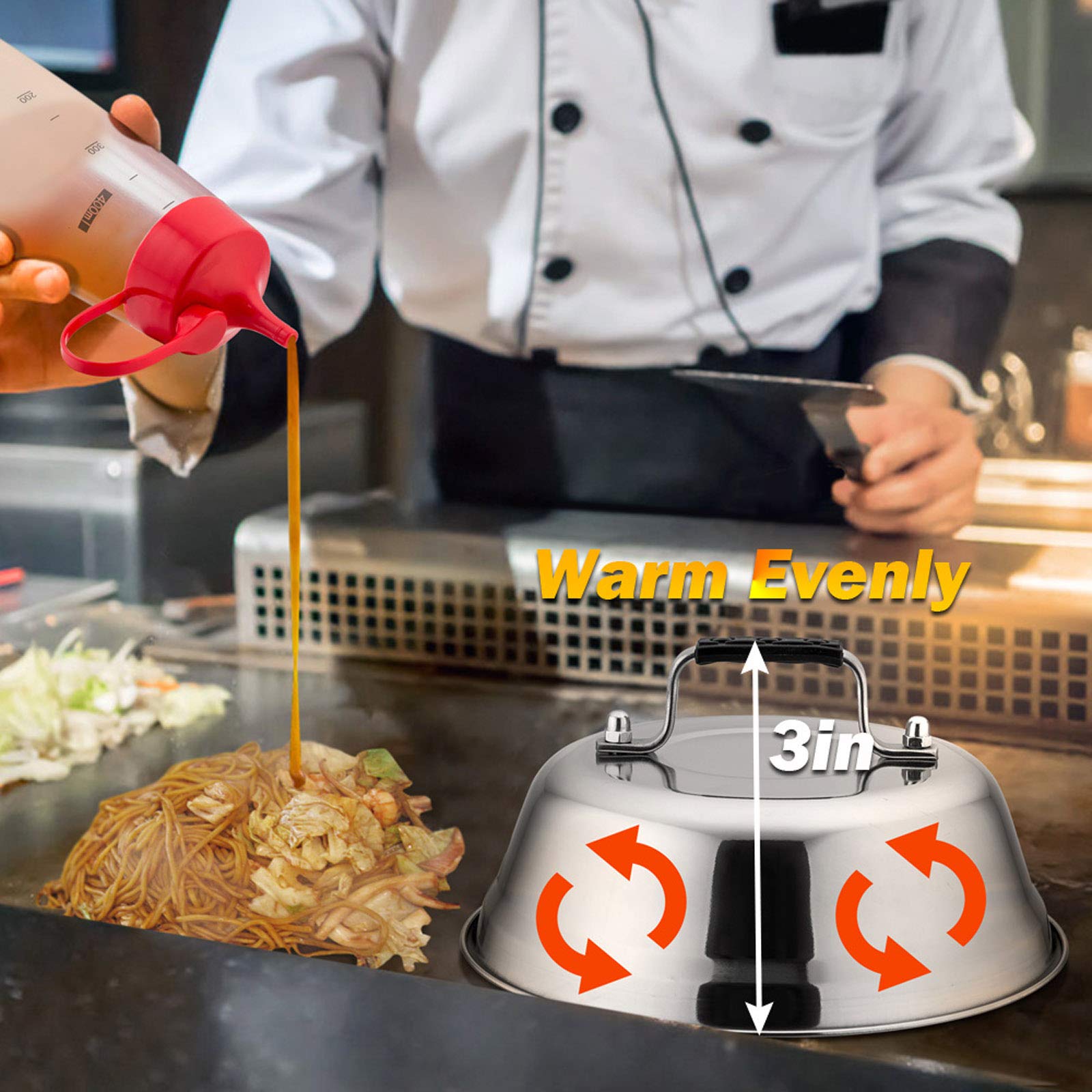 9 Inch Stainless Steel Cheese Melting Dome - Set of 2 Professional Basting Covers for Griddle & BBQ | Heavy Duty, Dishwasher Safe | Perfect for Burgers, Nachos & Outdoor Cooking