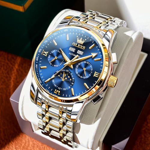 6633: Two tone strap & blue dial