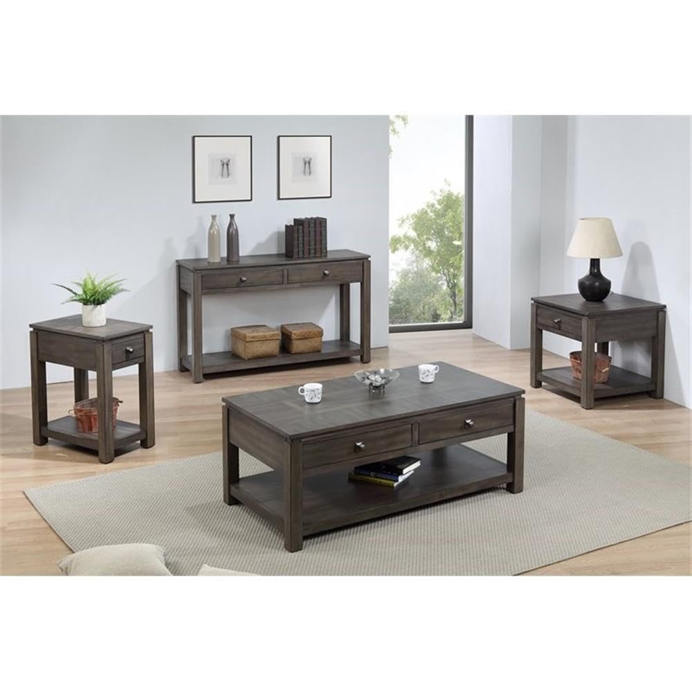 Shades of Gray Wood Narrow End Table with Drawer & Shelf - Modern Nightstand for Bedroom, Living Room & Office - Compact Side Table with Storage Space