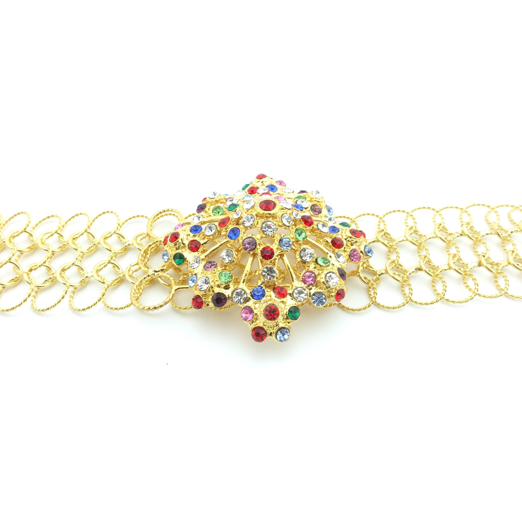 Thai Gold Plated Crystal Belt - Elegant Costume Accessory for Dances & Weddings