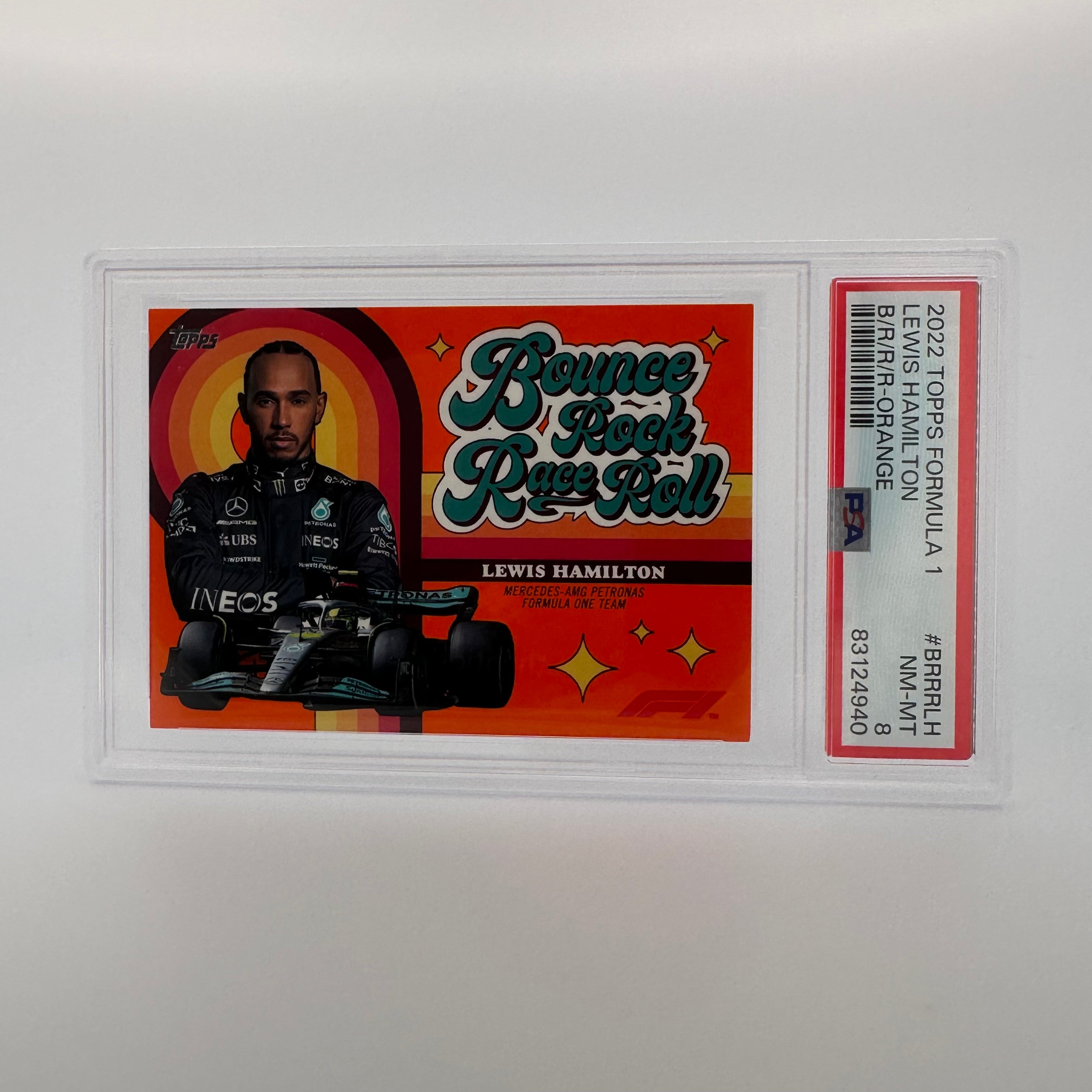 PSA 8 Graded 2019 Lewis Hamilton #BRRRLH Orange Racing Card - Perfect for F1 Collectors & Motorsport Memorabilia Displays