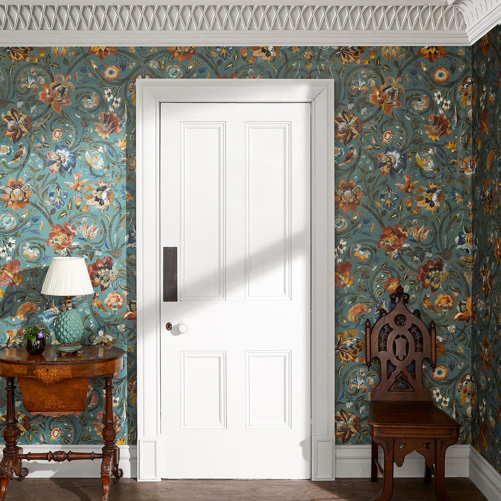 GAIA Wallpaper Prussian Blue - Premium Self-Adhesive Peel and Stick Wallpaper for Home Decor, Bedroom, Living Room, Bathroom & Office