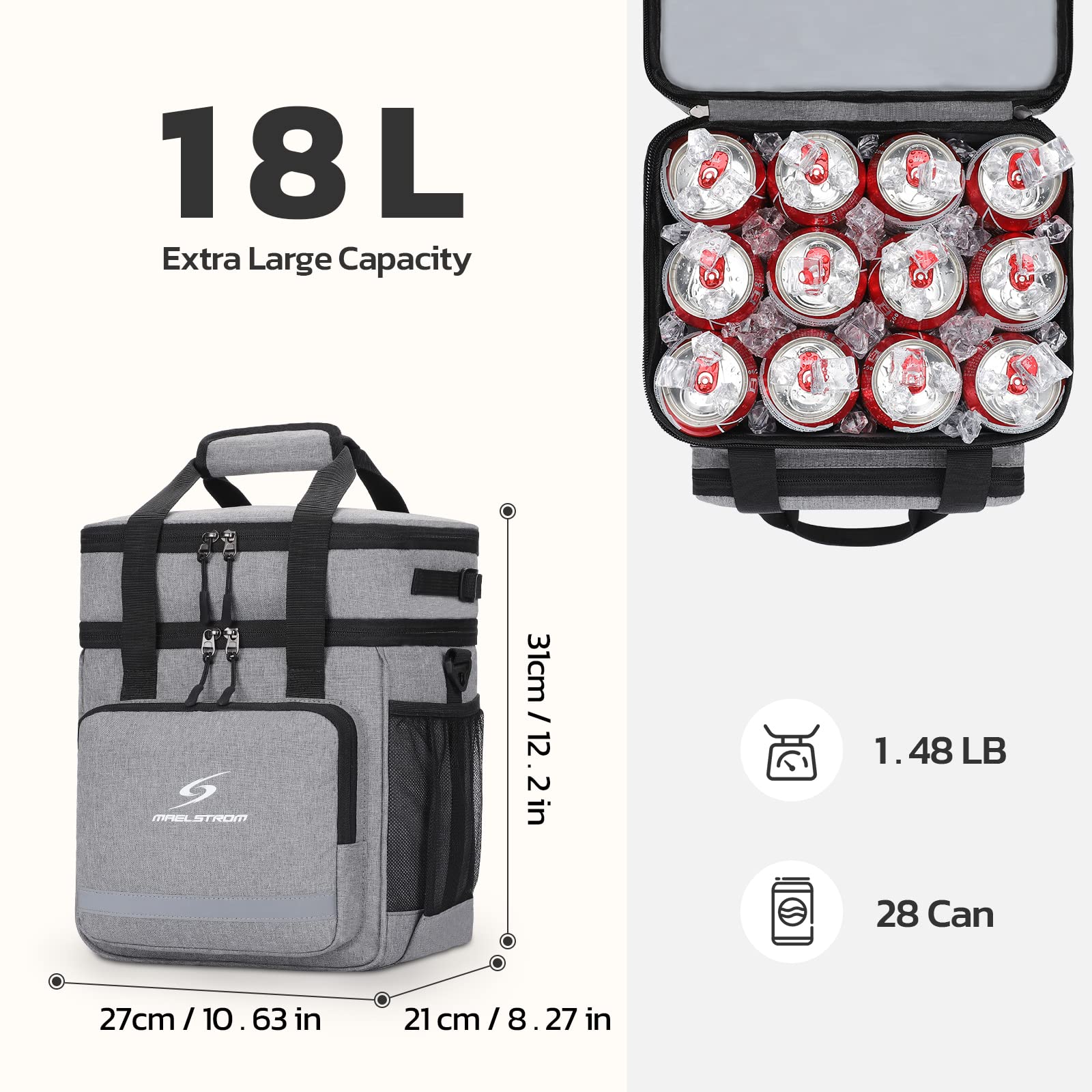 Insulated Leakproof Lunch Box for Men & Women - Maelstrom Cooler Lunch Bag for Work, Office, School & Outdoor Picnics