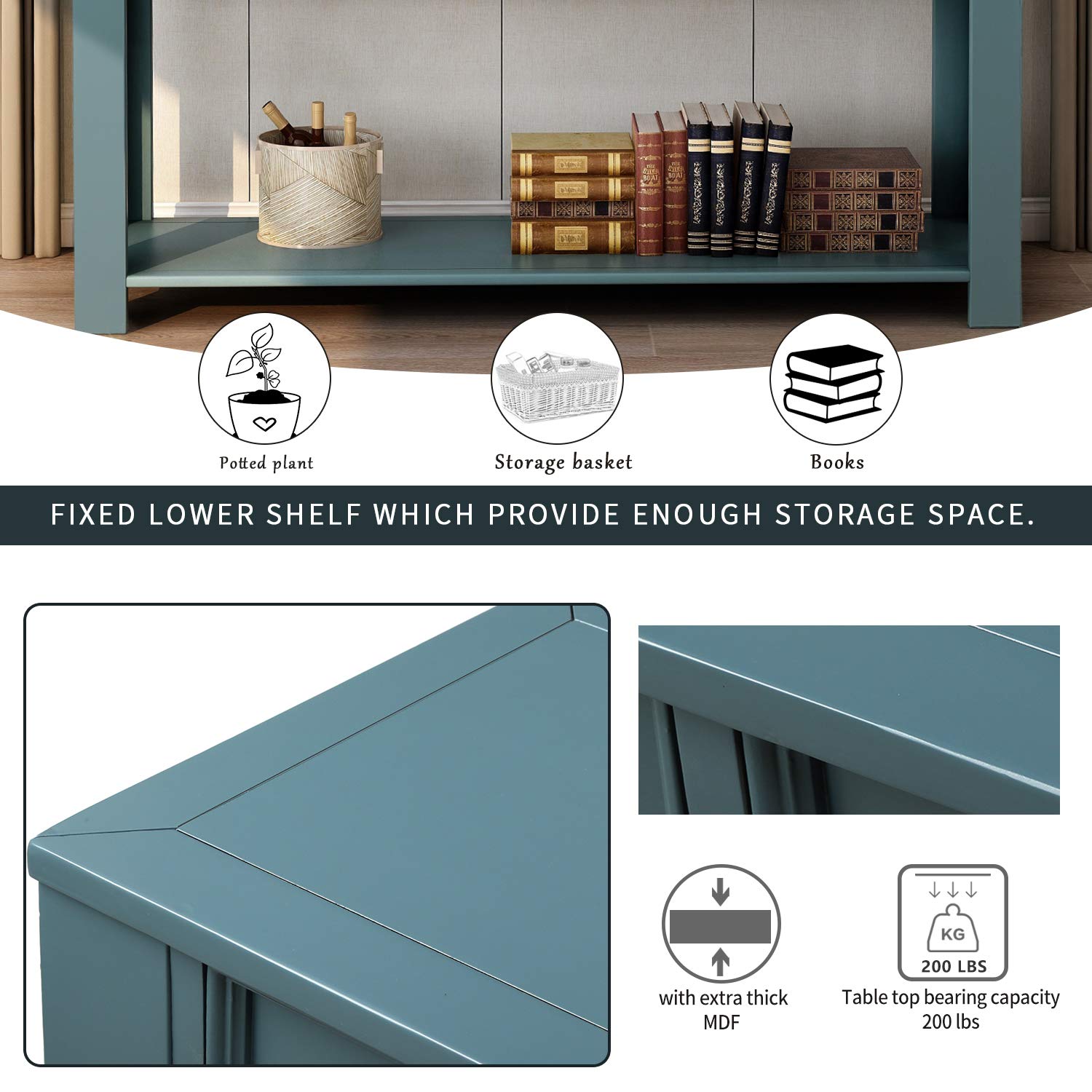 Merax Retro Blue Modern Wood Foyer Console Table with 2 Drawers & Bottom Shelf - Entryway Hallway Sofa Table - Perfect for Small Spaces, Living Room Decor & Apartment Entryways