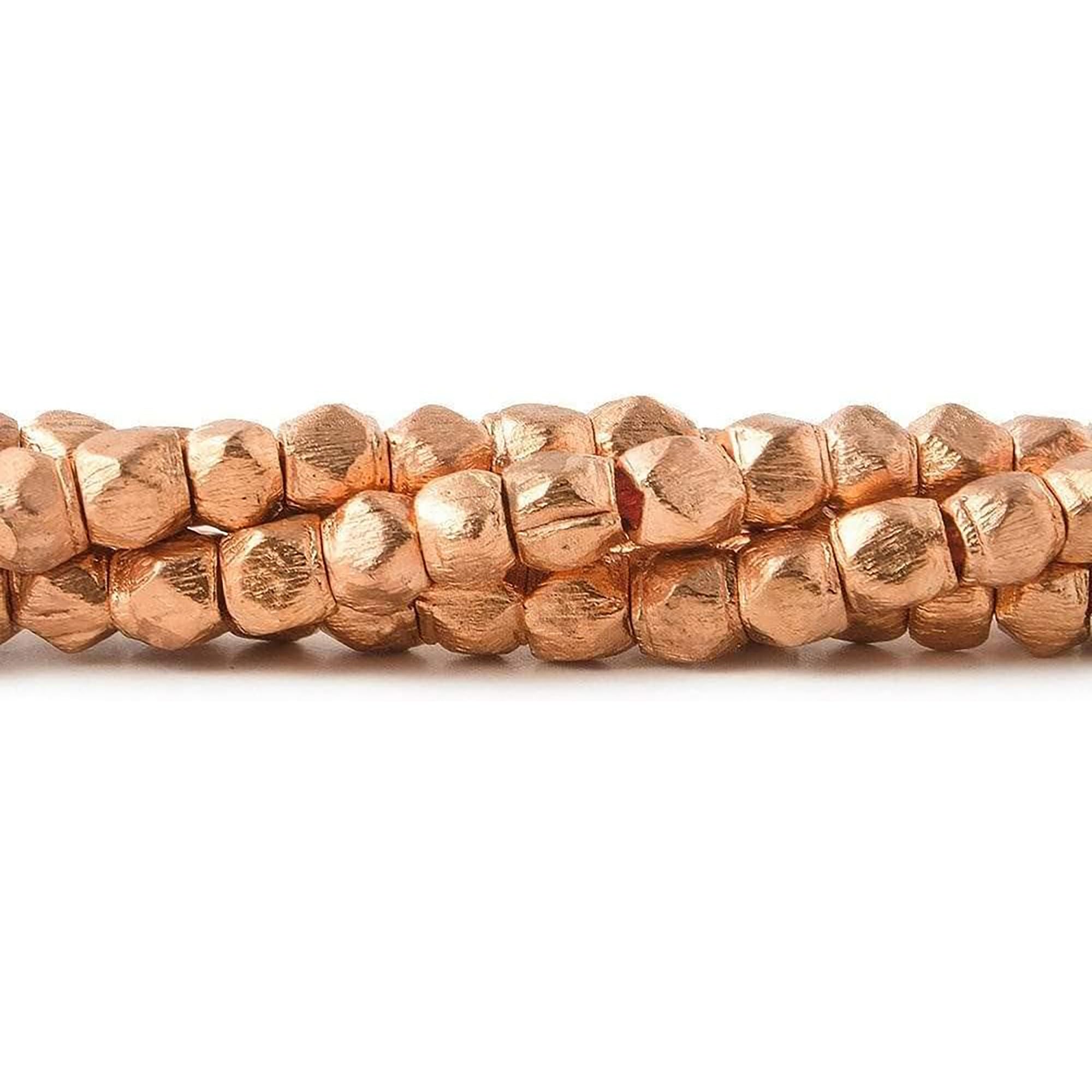 4mm Copper Brushed Faceted Nugget Beads for Jewelry Making - DIY Bracelet, Necklace, Earrings & Anklet Charms (49pcs, 8 inches) | Perfect for Boho, Handmade & Craft Projects