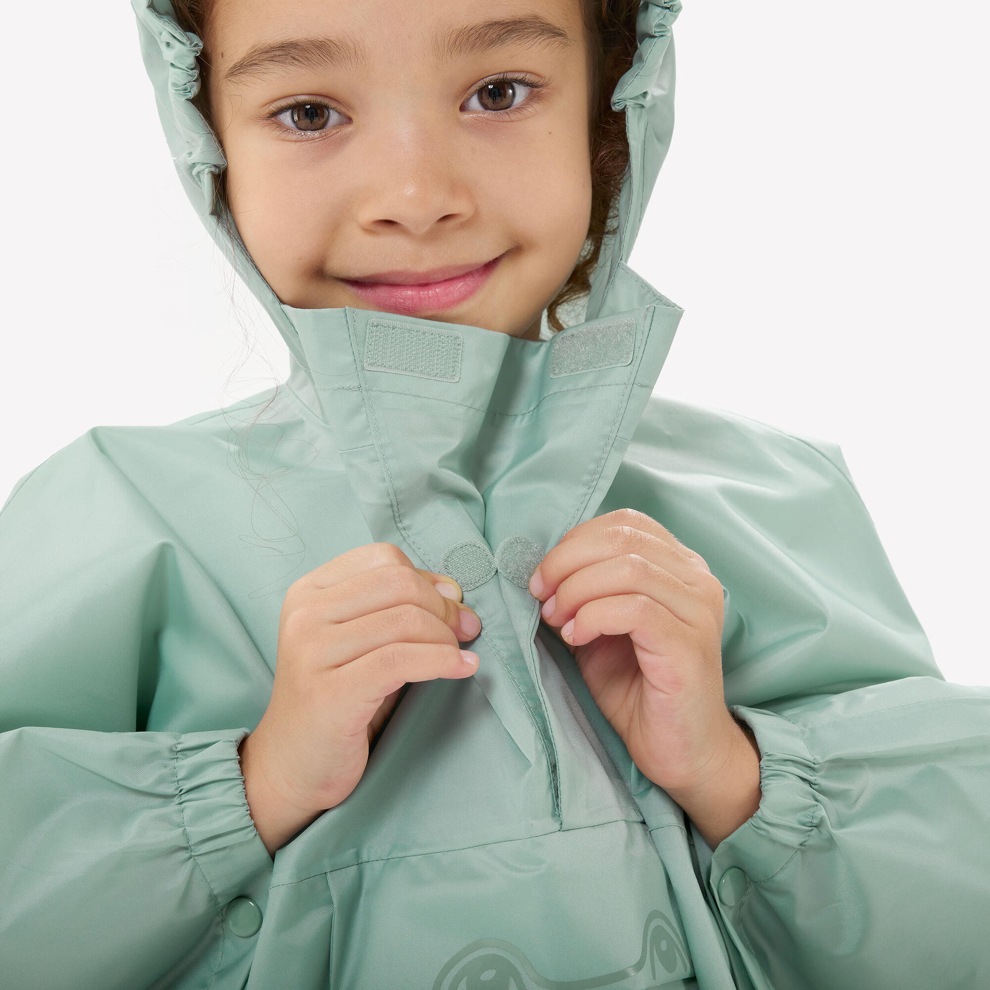 Quechua MH100 Kids Rain Poncho Waterproof Lightweight Hooded Jacket for Boys & Girls Ages 2-6 - Perfect for Outdoor Play, Hiking & Rainy Day Adventures