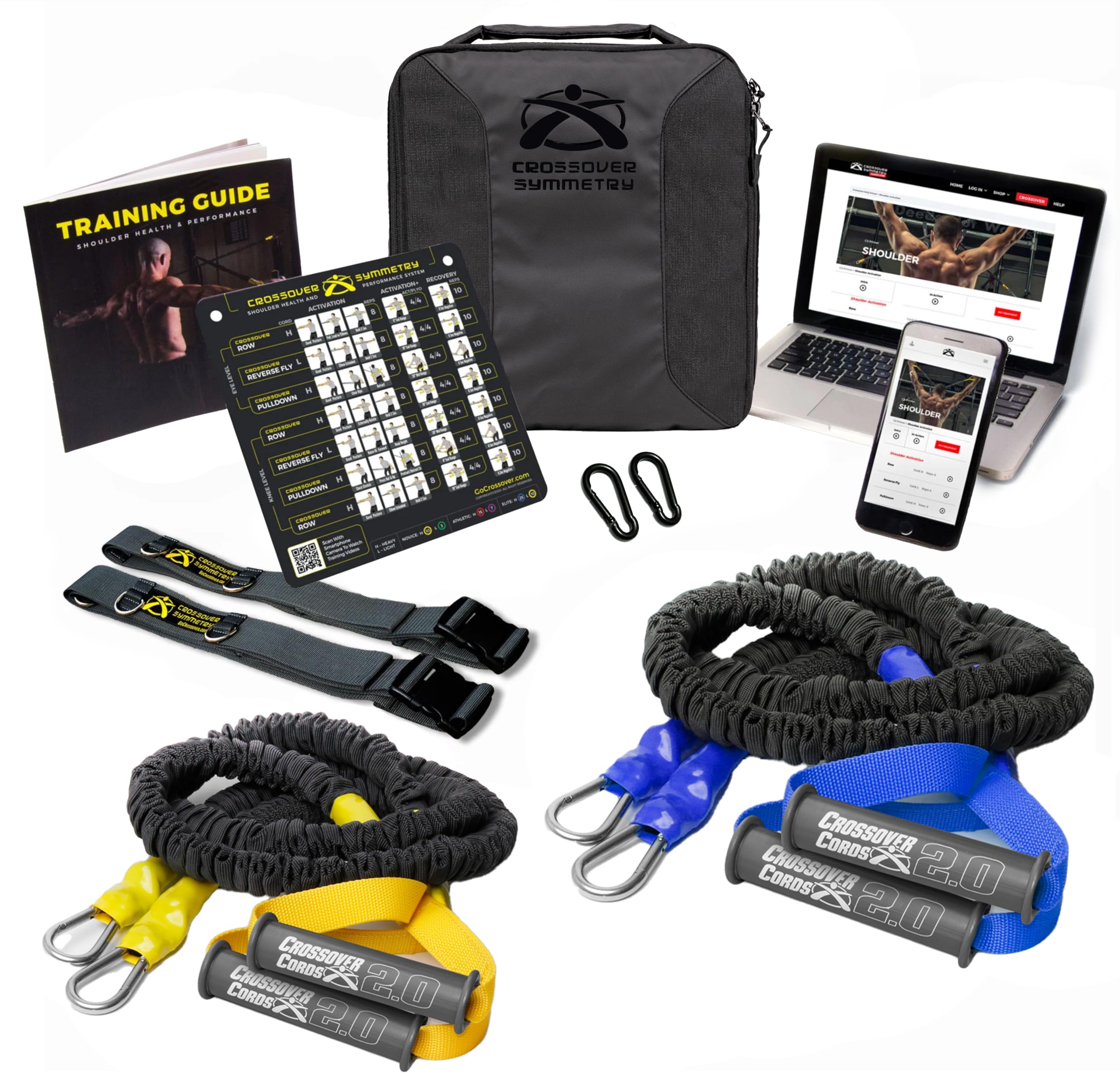 Crossover Symmetry Shoulder System with 2 Resistance Bands - Home Workout & Rehab Training Kit for Rotator Cuff Exercises - Includes Online Guide & Exercise Chart - Perfect for Home Gym, Physical Therapy & Athletic Recovery