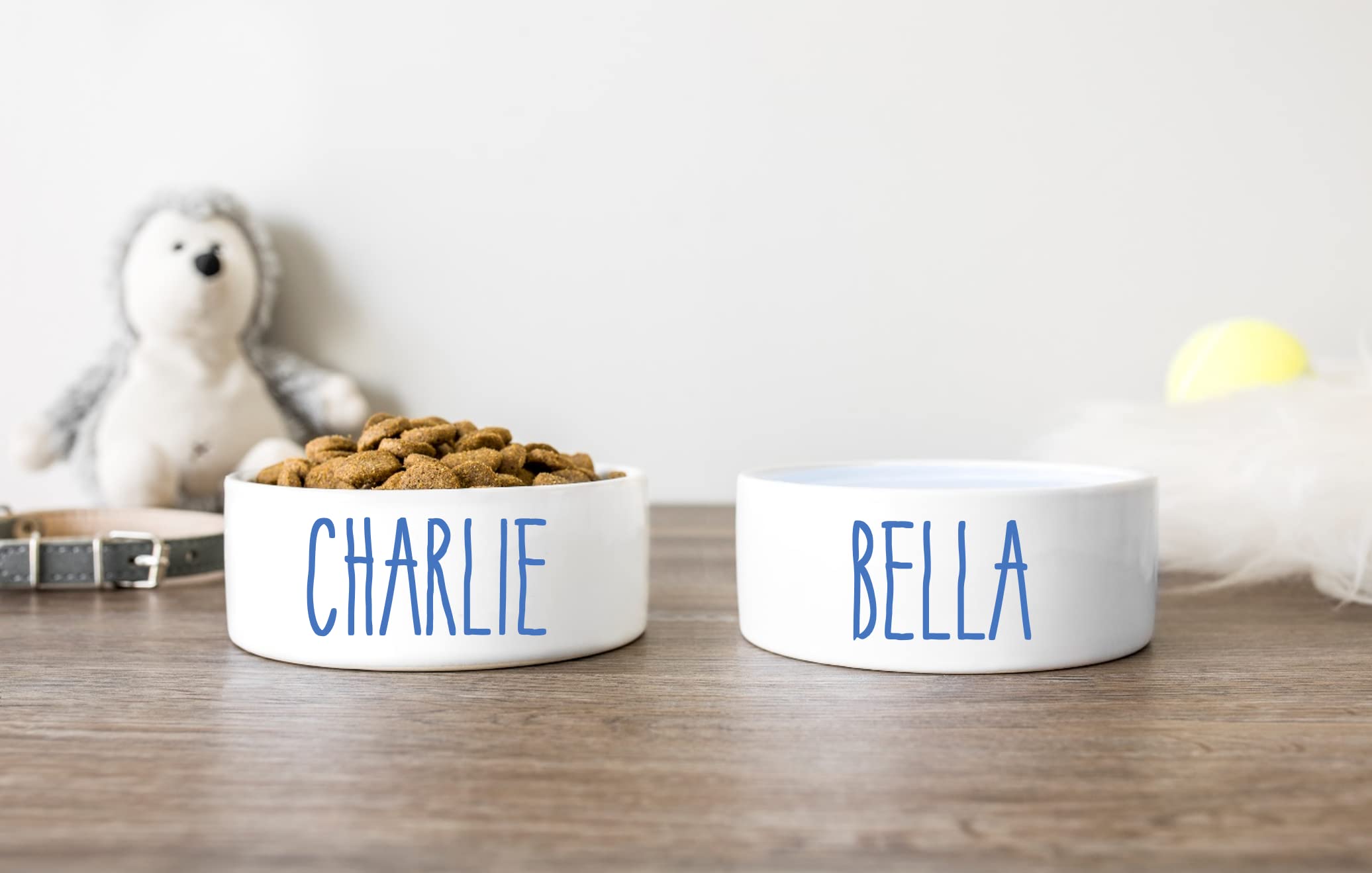 Personalized Pet Bowl with Custom Name - Ceramic Dog & Cat Food and Water Dish - Small & Large Sizes for Cats & Dogs - Perfect for Home, Travel & Outdoor Use (Hero Blue, Small)