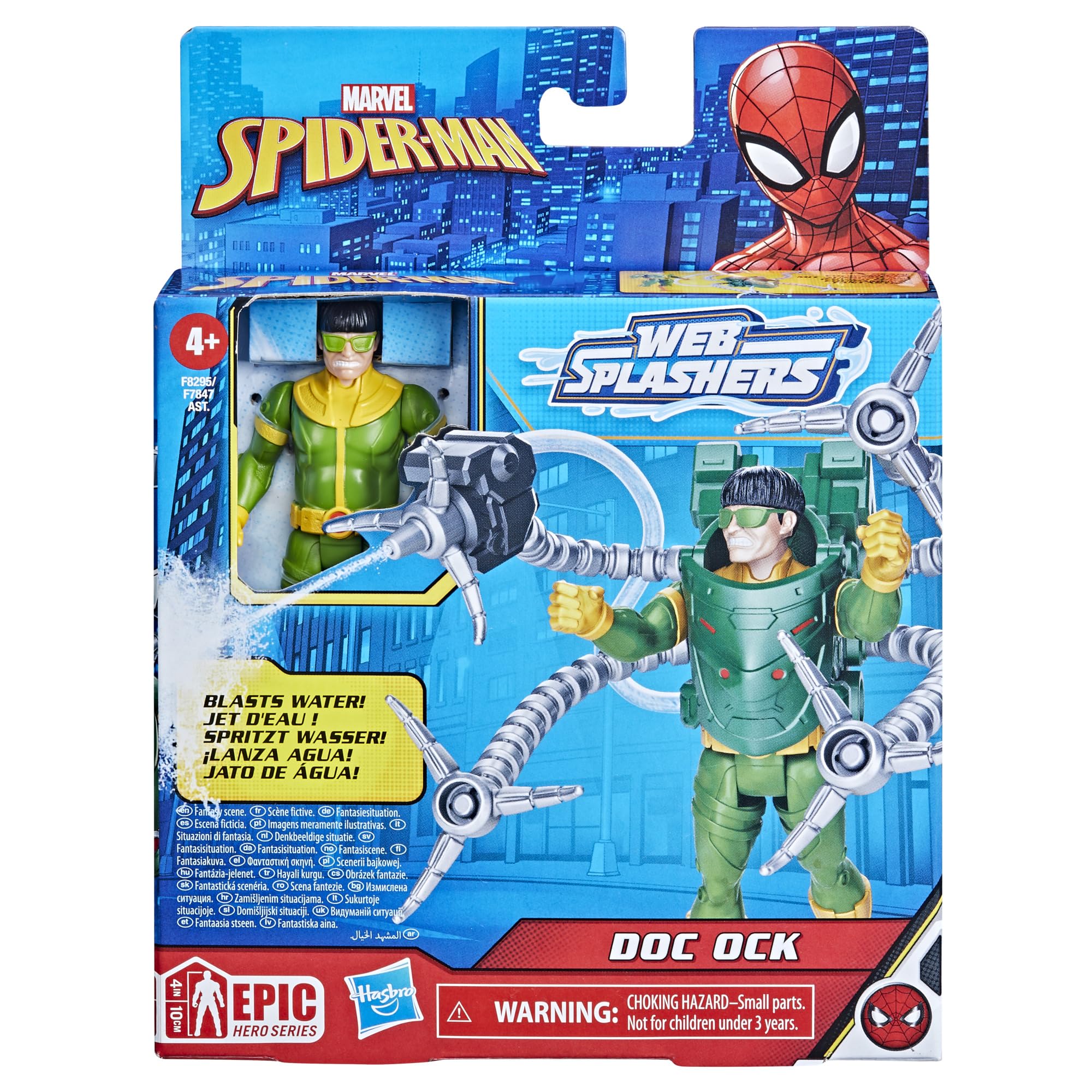 Marvel Spider-Man Aqua Web Warriors 4-Inch Doc Ock Action Figure with Refillable Water Gear Accessory - Collectible Toy for Kids Ages 4+ - Perfect for Playtime, Birthday Gifts & Superhero Battles