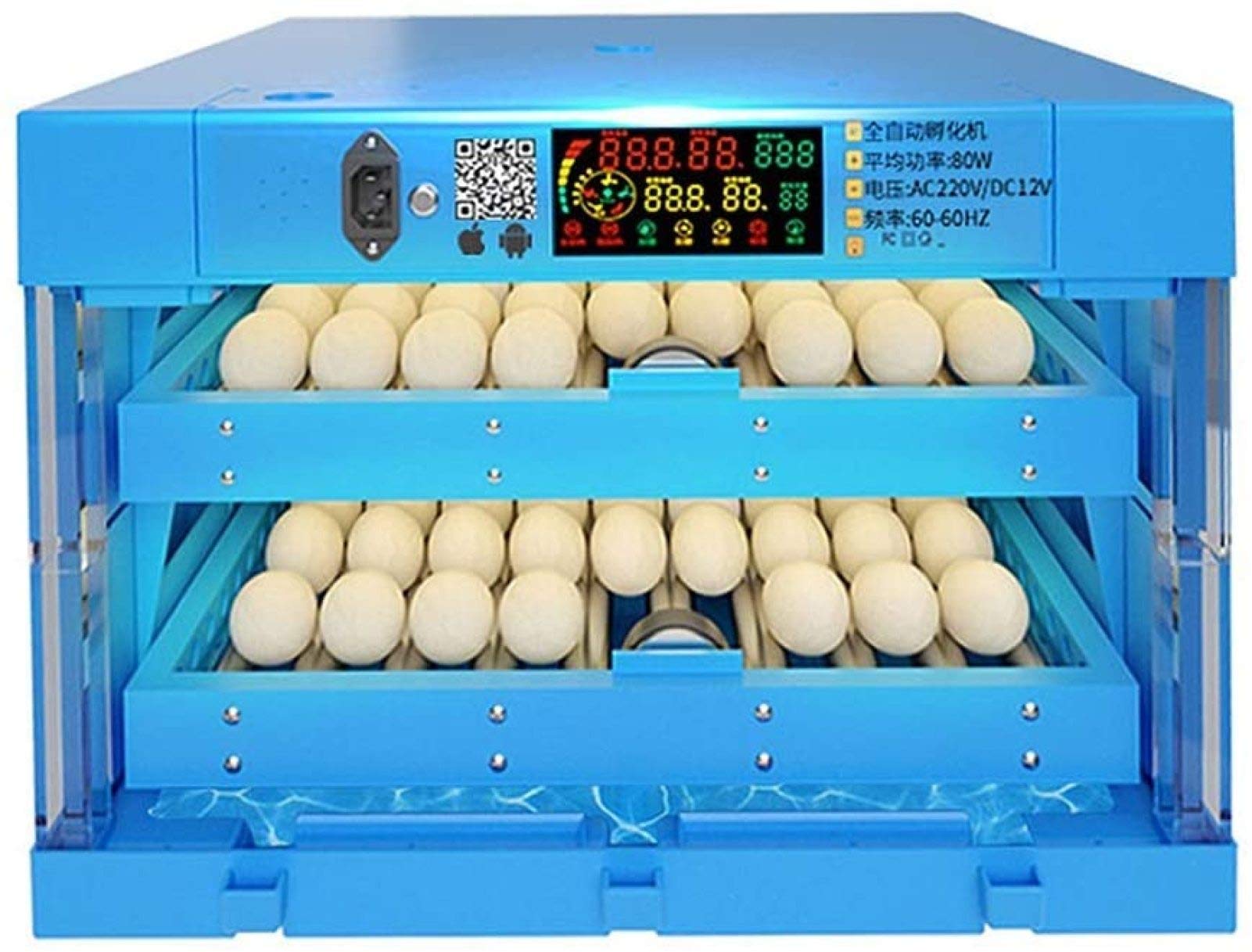 DPPAN 128 Egg Incubator with Temperature Control & Automatic Turning - Digital Poultry Hatcher for Chicken, Duck, Goose, Quail Fertilized Eggs (Blue) | Perfect for Home Farming, Classroom Projects & Backyard Poultry Breeding