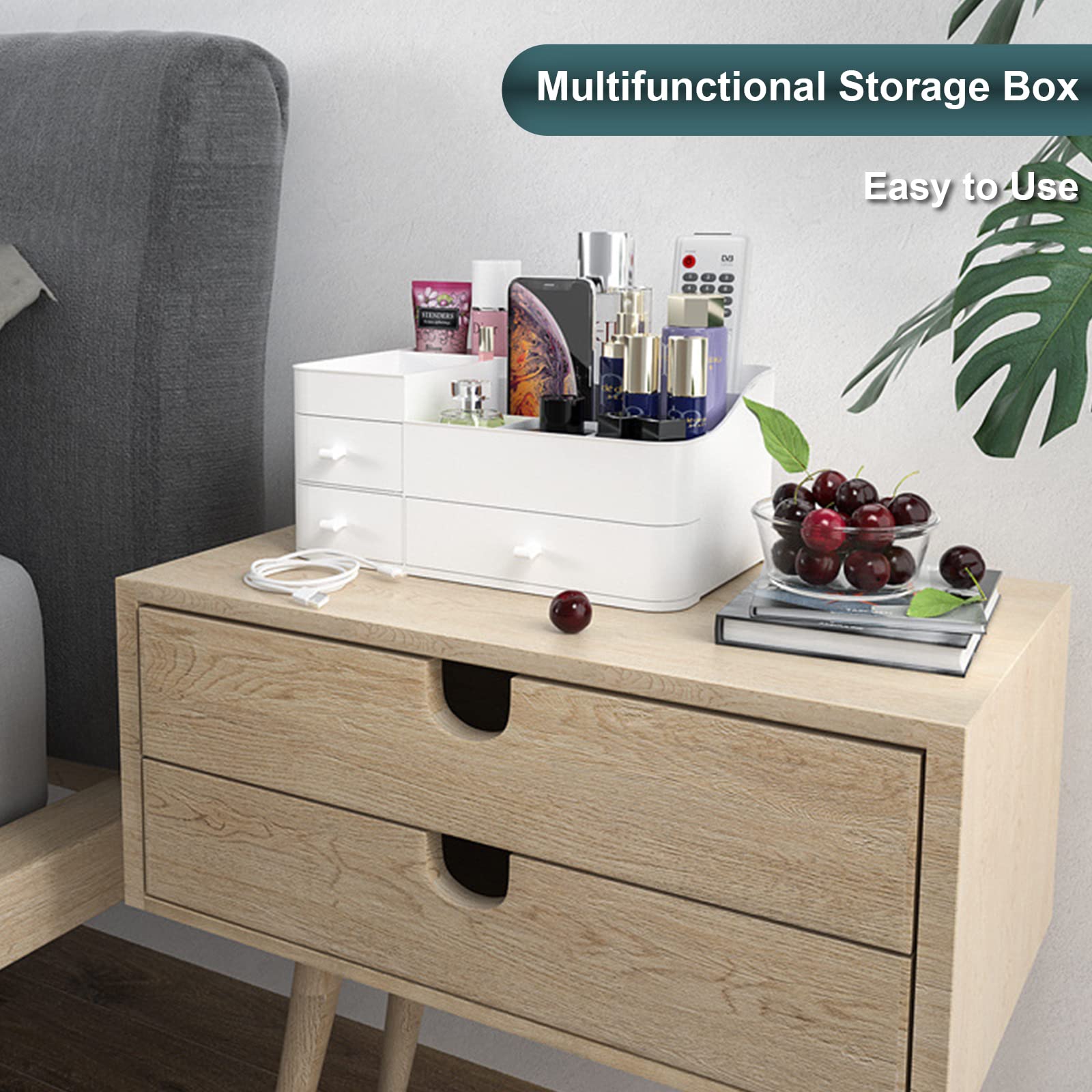 Large Makeup Organizer with Drawers - Vanity Cosmetic Storage for Lipstick, Jewelry, Nail Care & Skincare - Perfect for Bedroom & Bathroom Countertops (White) - Ideal for Beauty Lovers & Professional Makeup Artists
